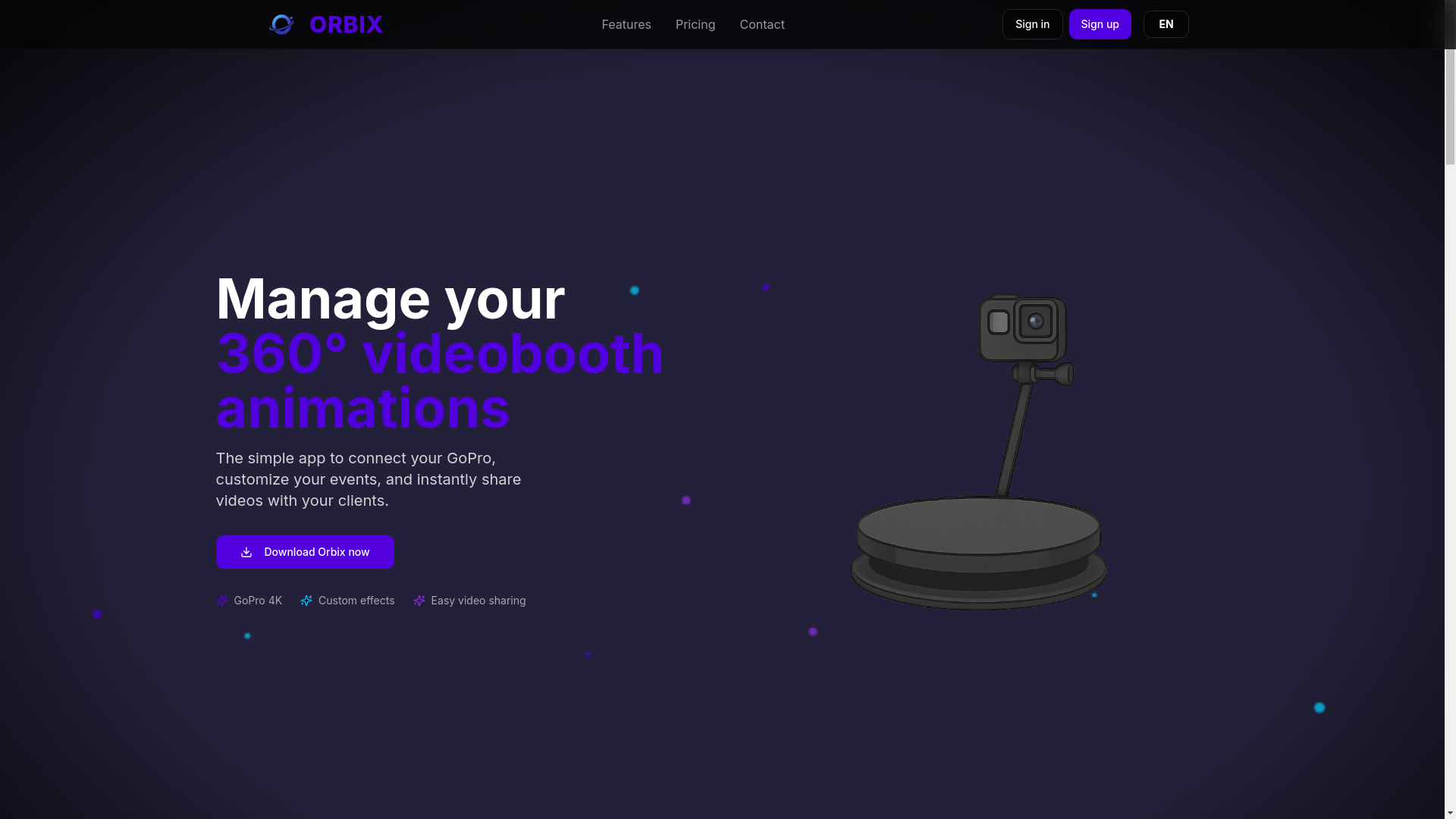 website screenshot of https://orbixbooth.com/