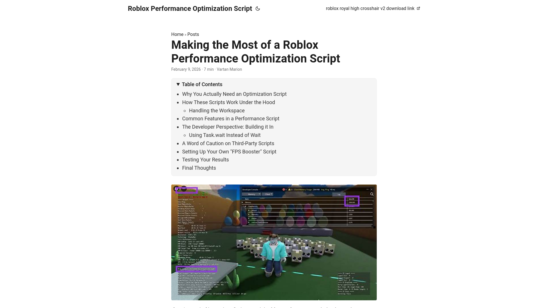 website screenshot of https://roblox-performance-optimization-script.pages.dev/