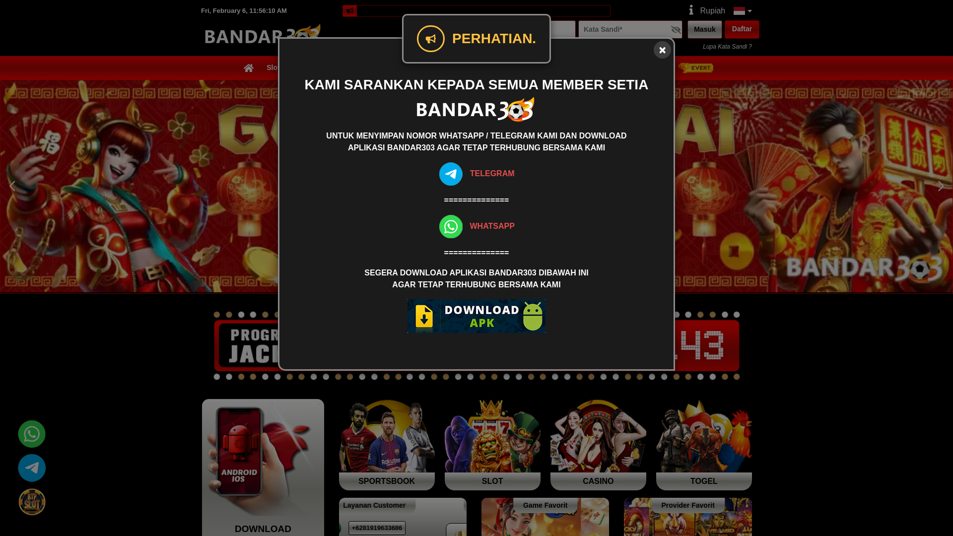 website screenshot of https://bandar-303.team/