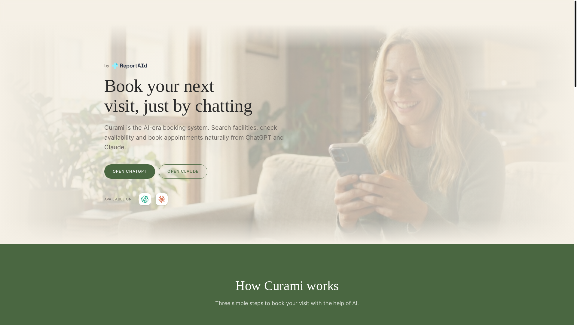 website screenshot of https://curami.ai/