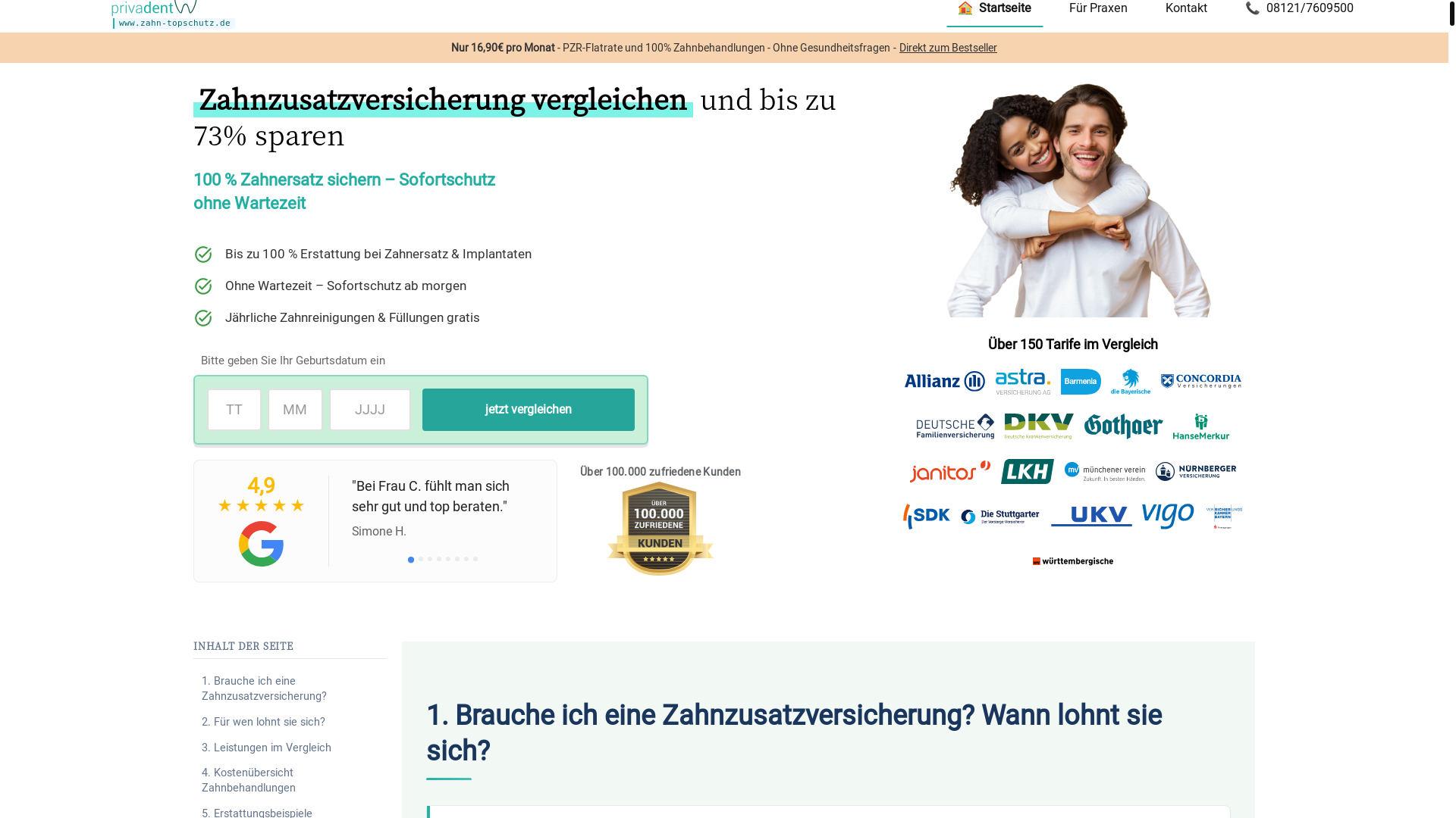 website screenshot of https://zahn-topschutz.de/