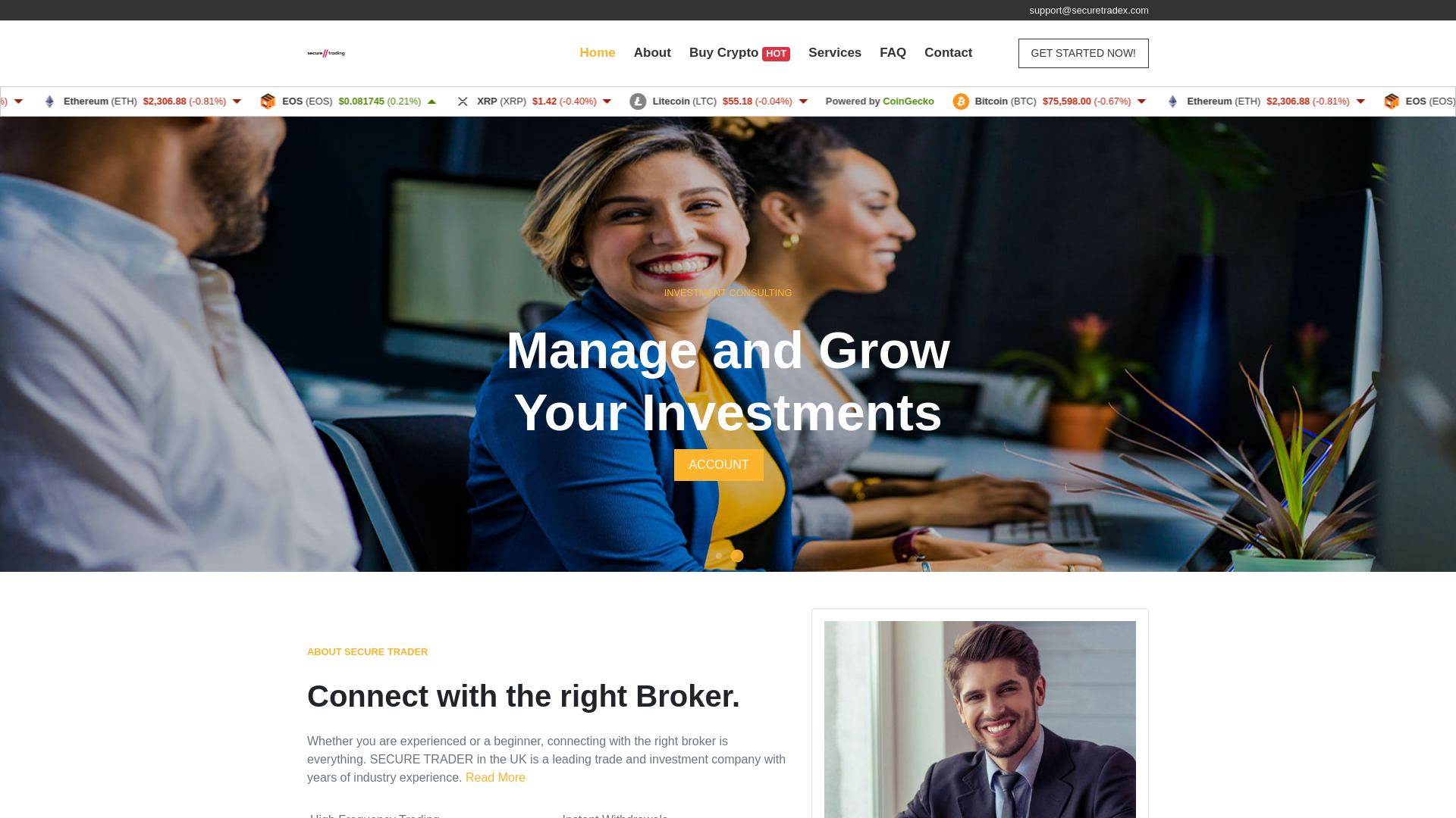 website screenshot of https://securetradex.com