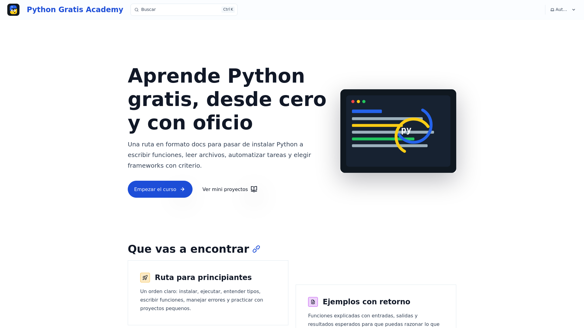 website screenshot of https://aprenderpythongratis.pages.dev/