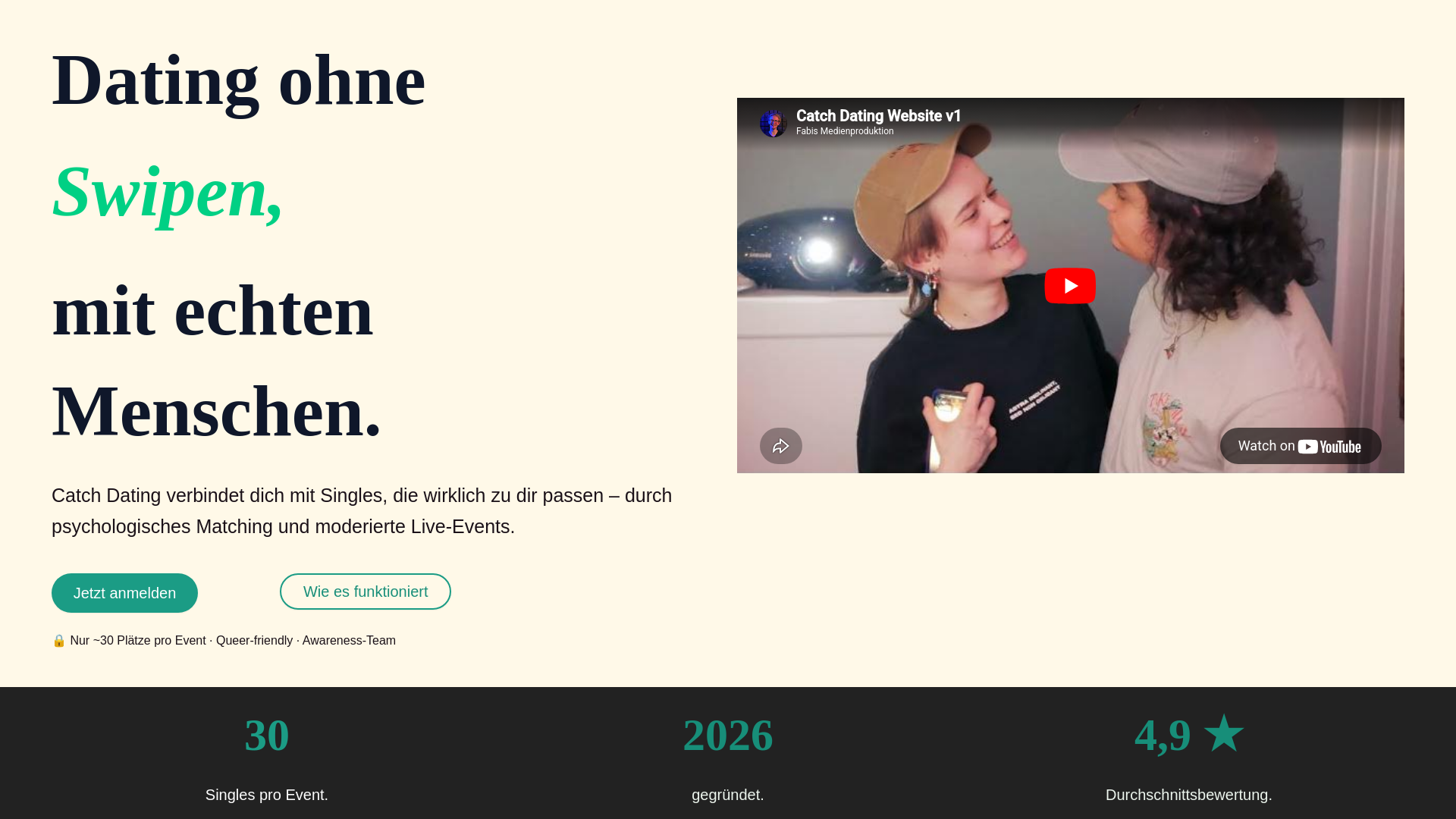 website screenshot of https://catchdating.de/