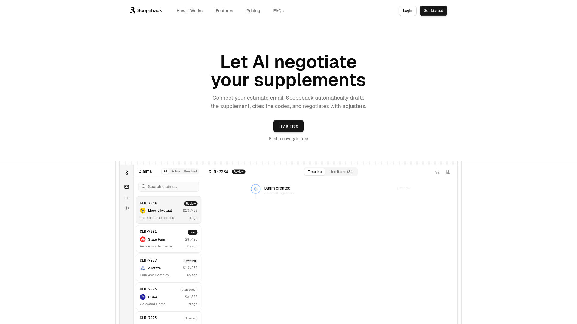 website screenshot of https://scopeback.com/