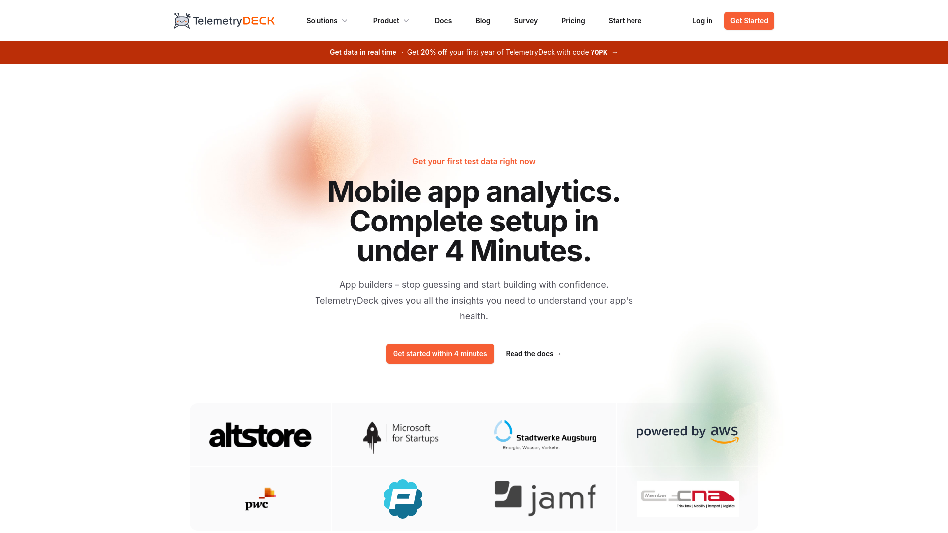 website screenshot of https://telemetrydeck.com