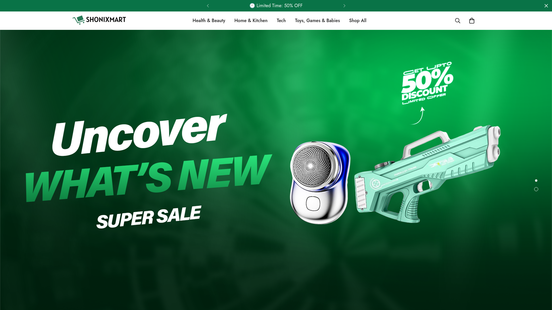 website screenshot of https://shonixmart.shop/