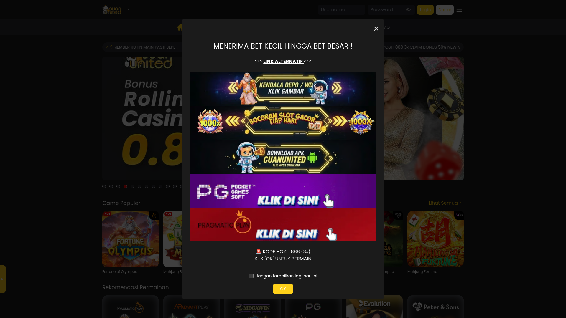 website screenshot of https://palingcuan2.xyz/