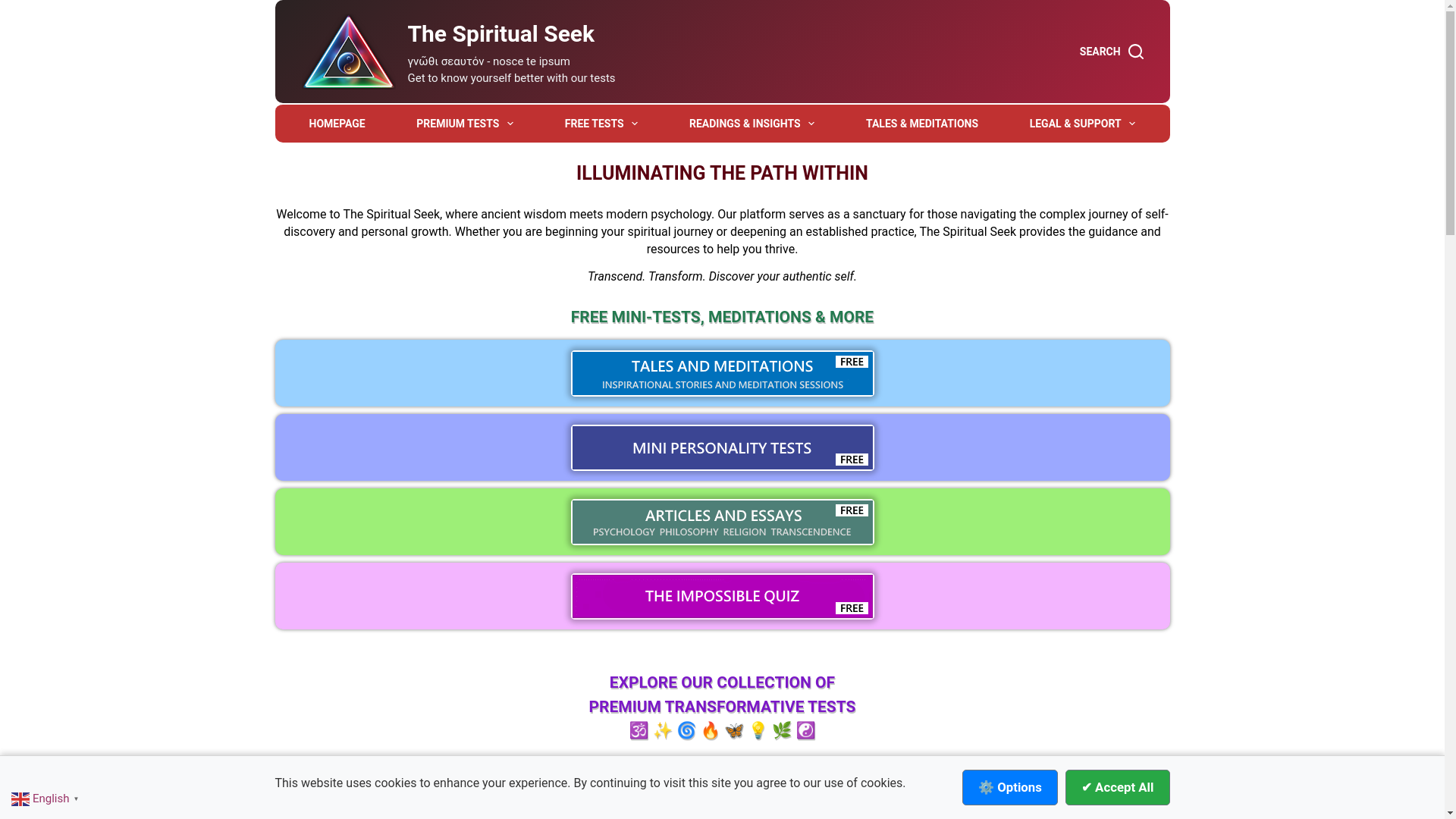 website screenshot of https://spiritualseek.com/