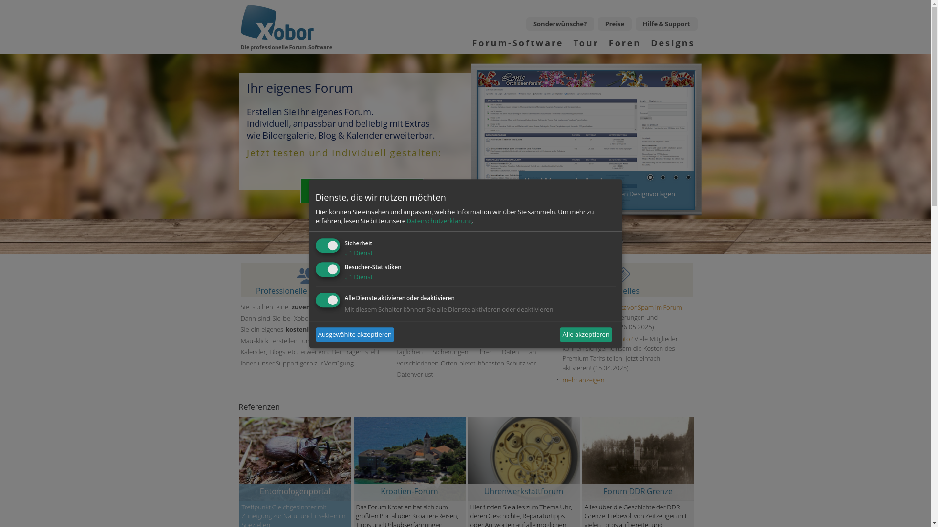 website screenshot of https://www.xobor.de/