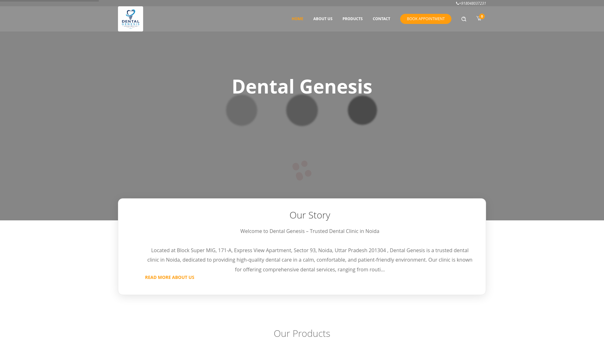 website screenshot of https://thedentalgenesis.com/
