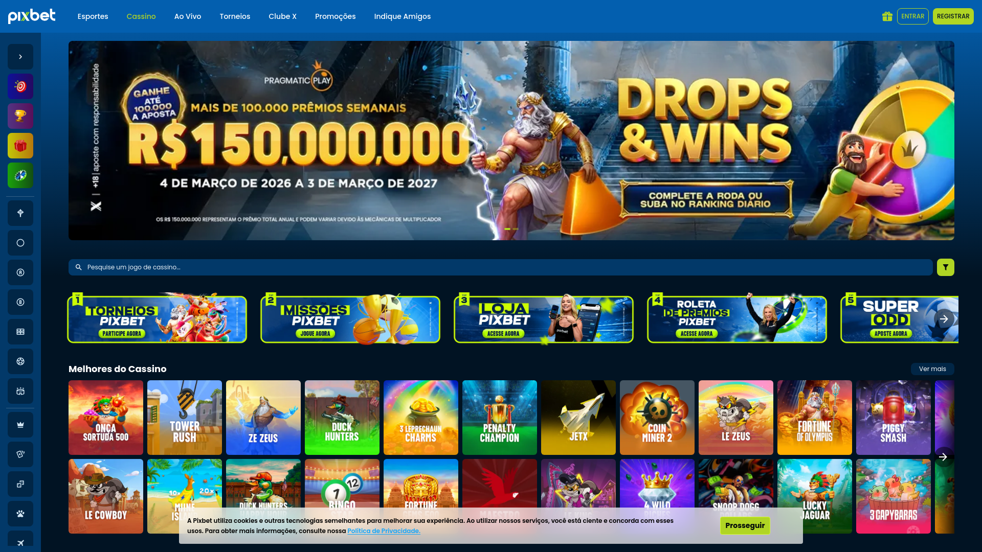 website screenshot of https://pix.bet.br