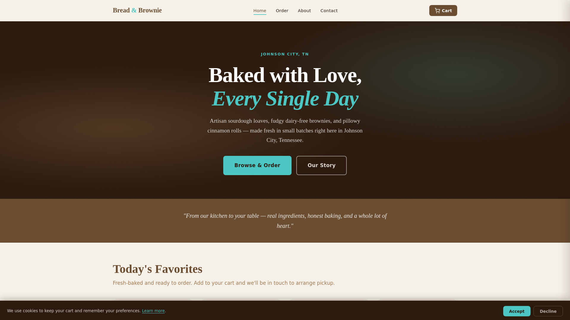 website screenshot of https://breadandbrownie-website.pages.dev/