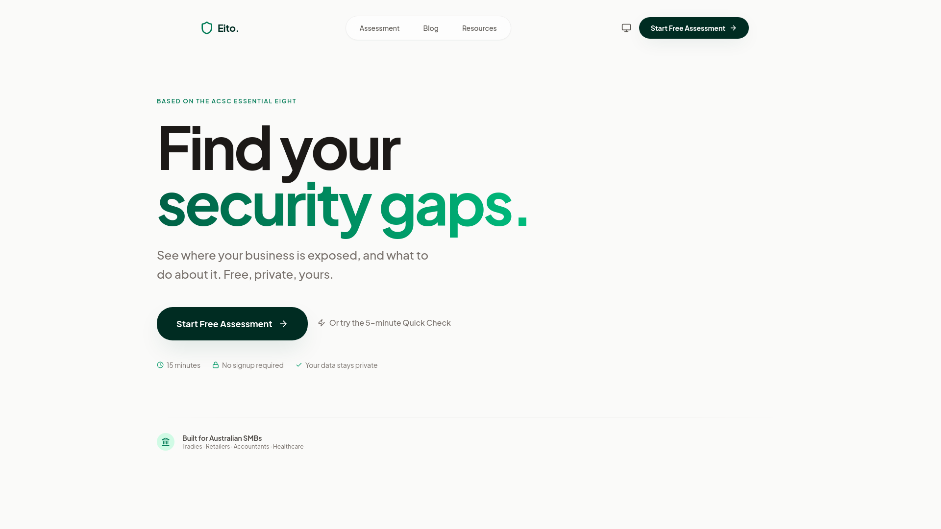 website screenshot of https://eito.app