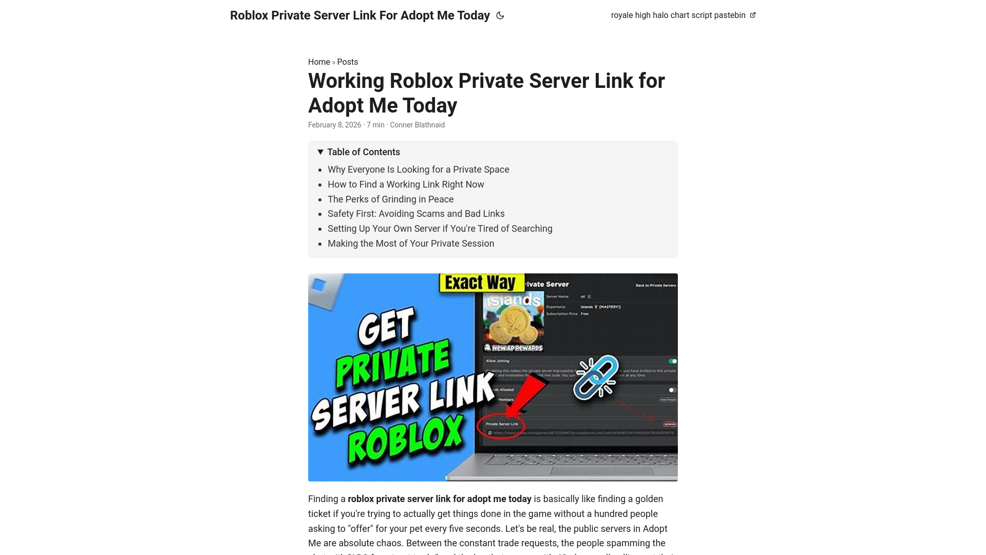 website screenshot of https://roblox-private-server-link-for-adopt-me-today.pages.dev/