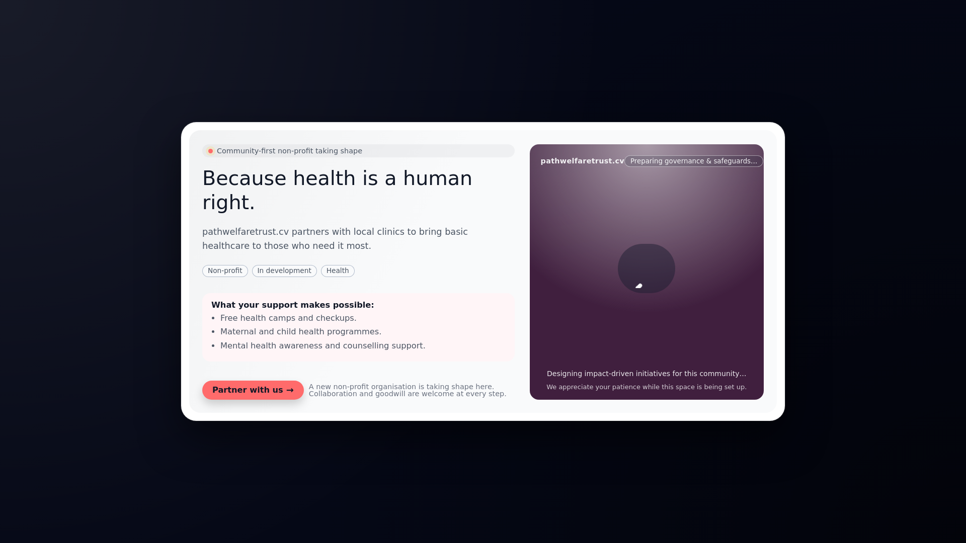 website screenshot of https://pathwelfaretrust.cv