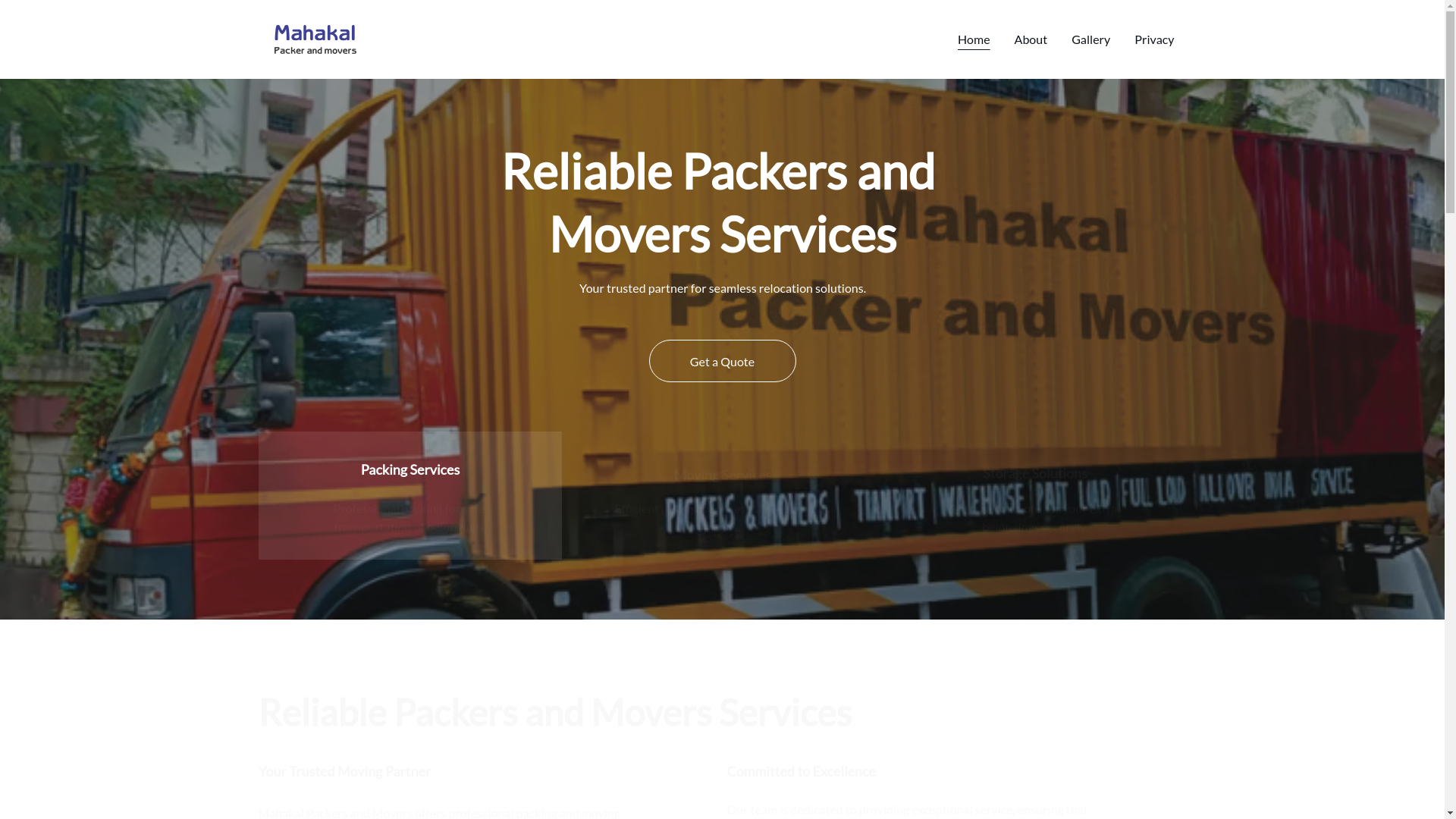 website screenshot of https://mahakalpackerandmovers.in/