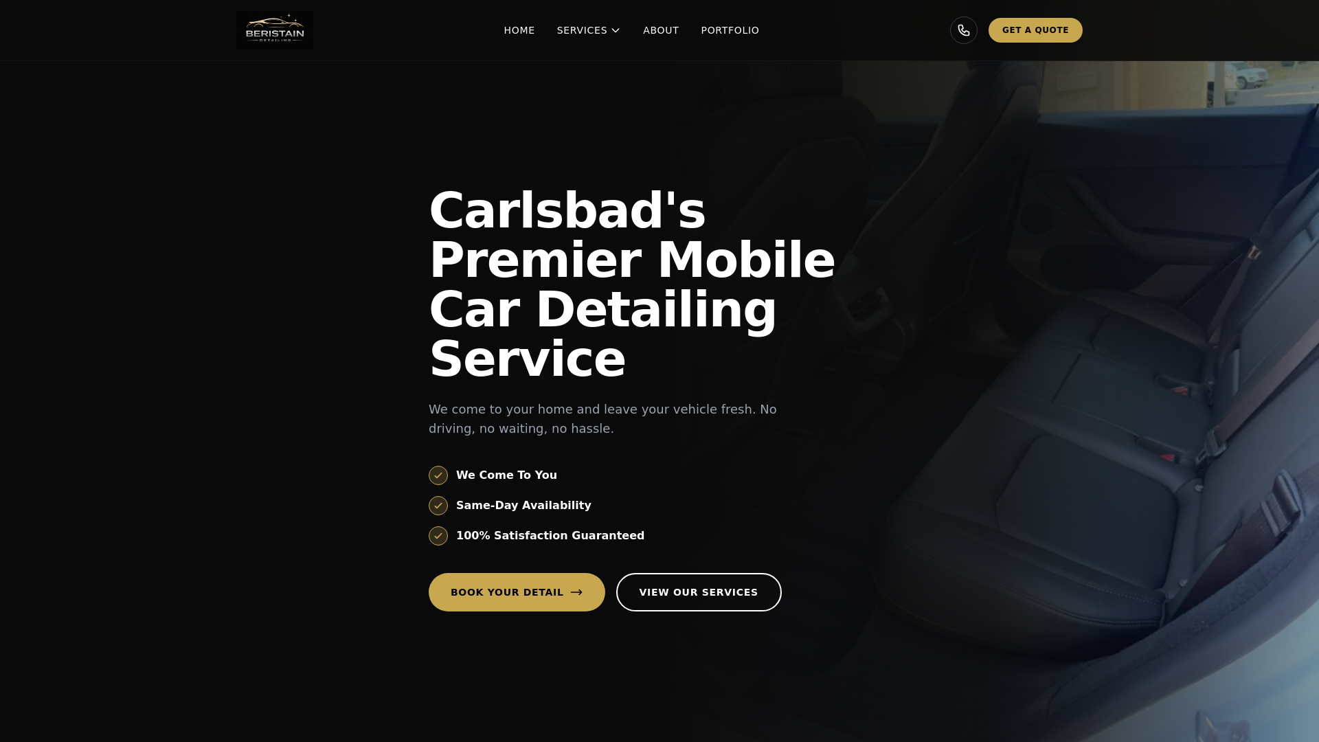 website screenshot of https://beristaindetailing.com/