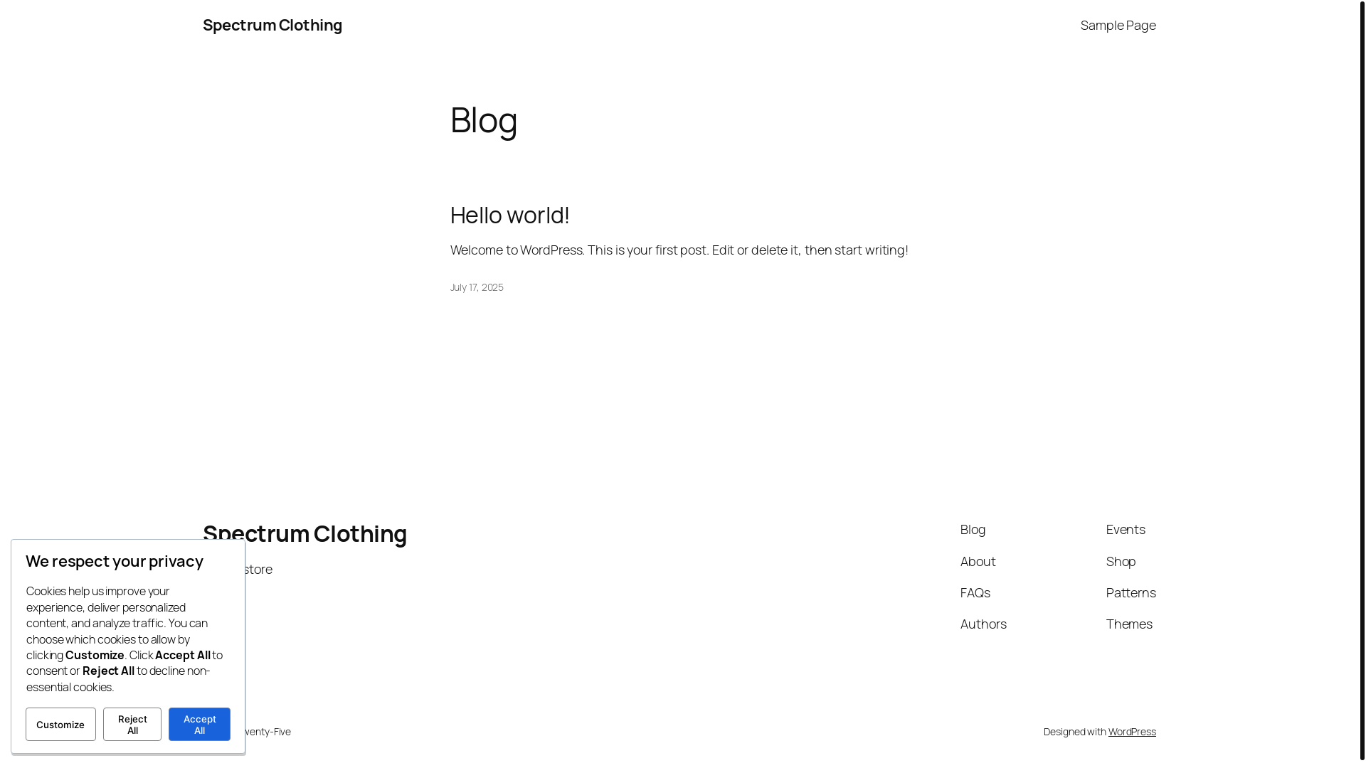 website screenshot of https://spectrumclothing.co.za/