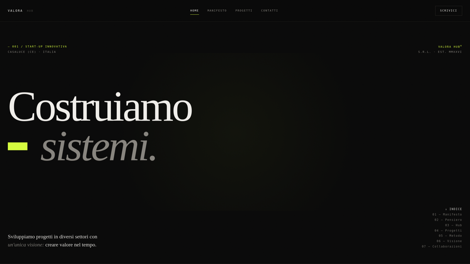 website screenshot of https://hubvalora.it/