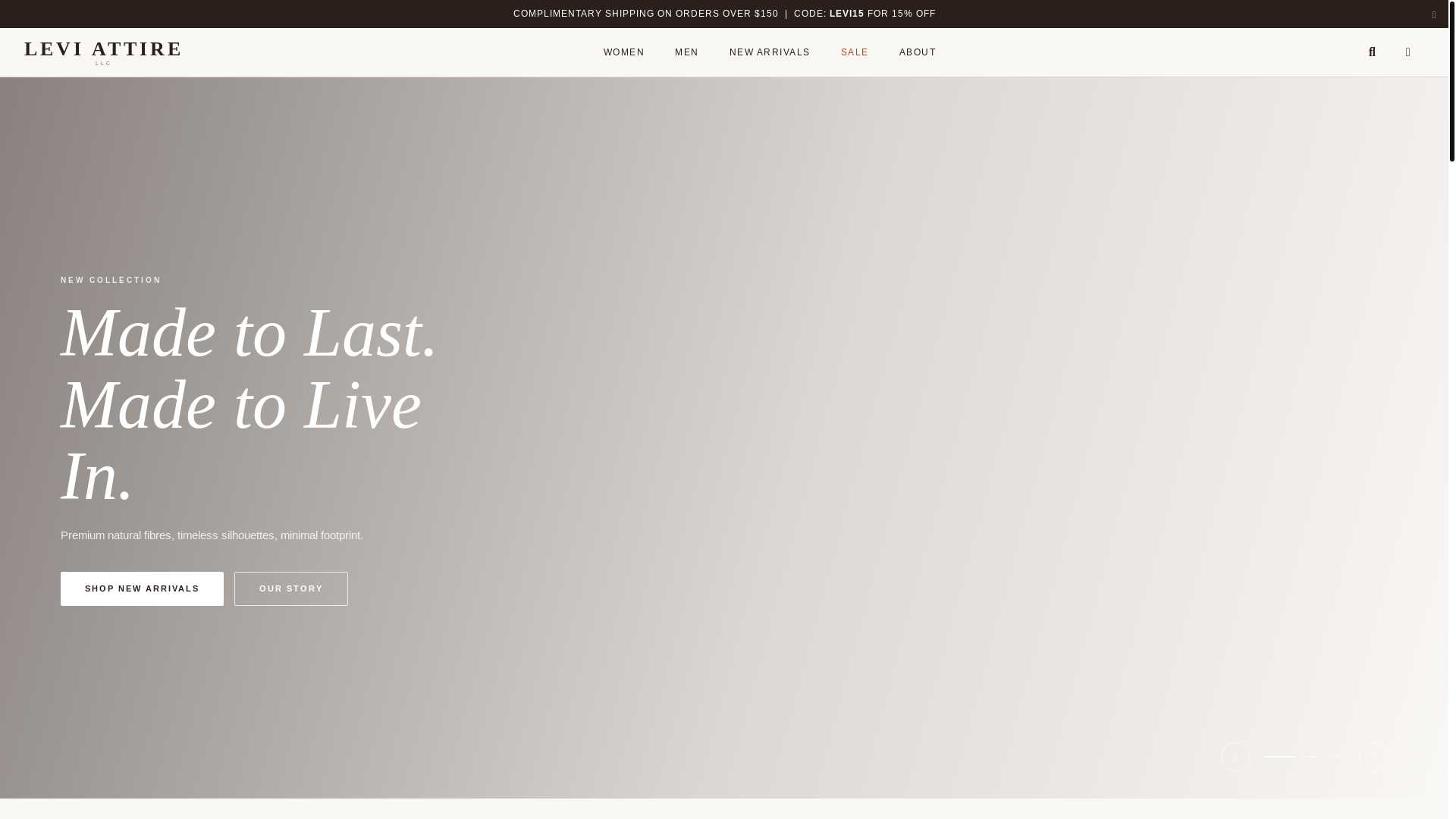 website screenshot of https://levi-attire.pages.dev/