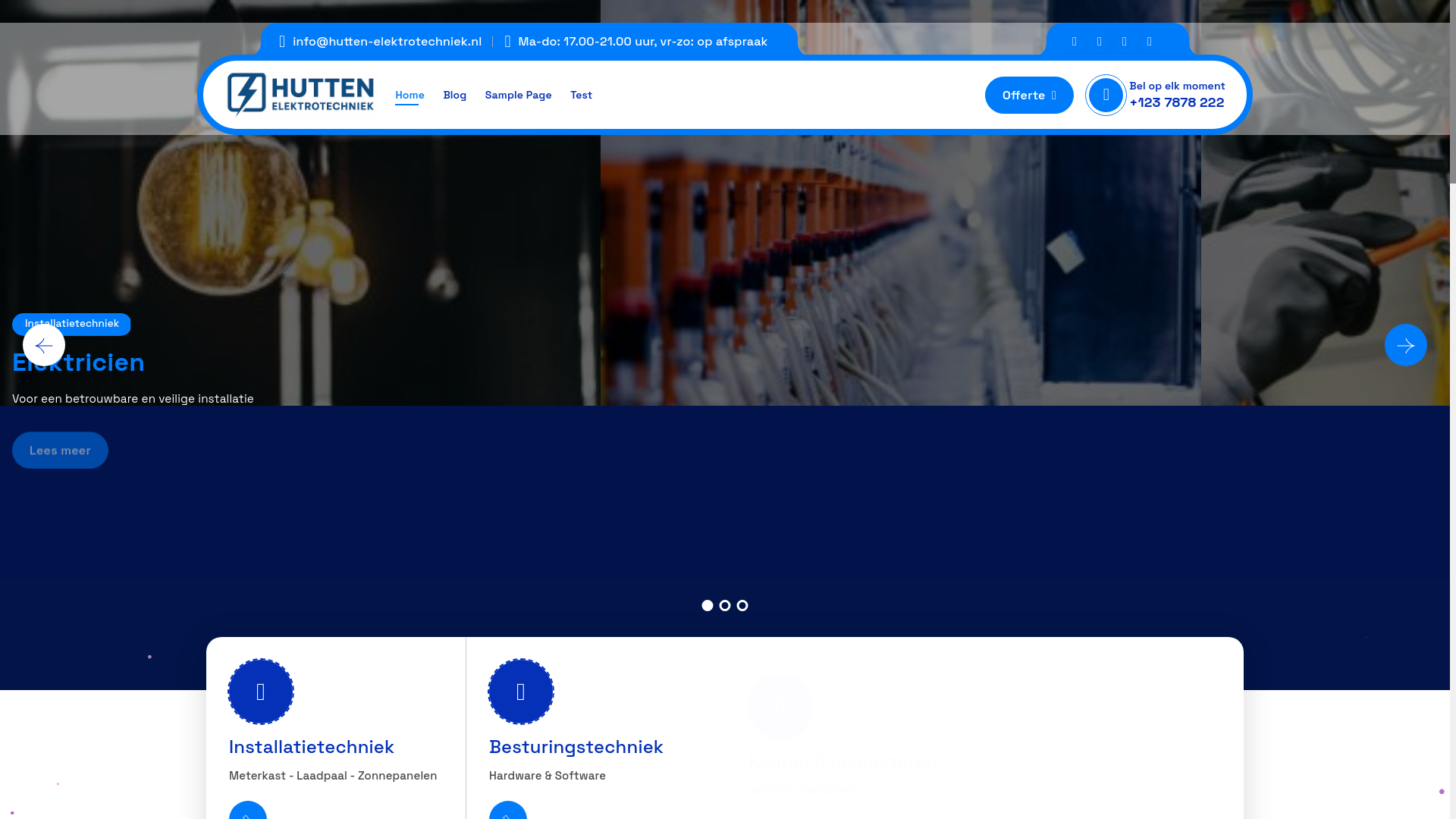 website screenshot of https://hutten-elektrotechniek.nl/