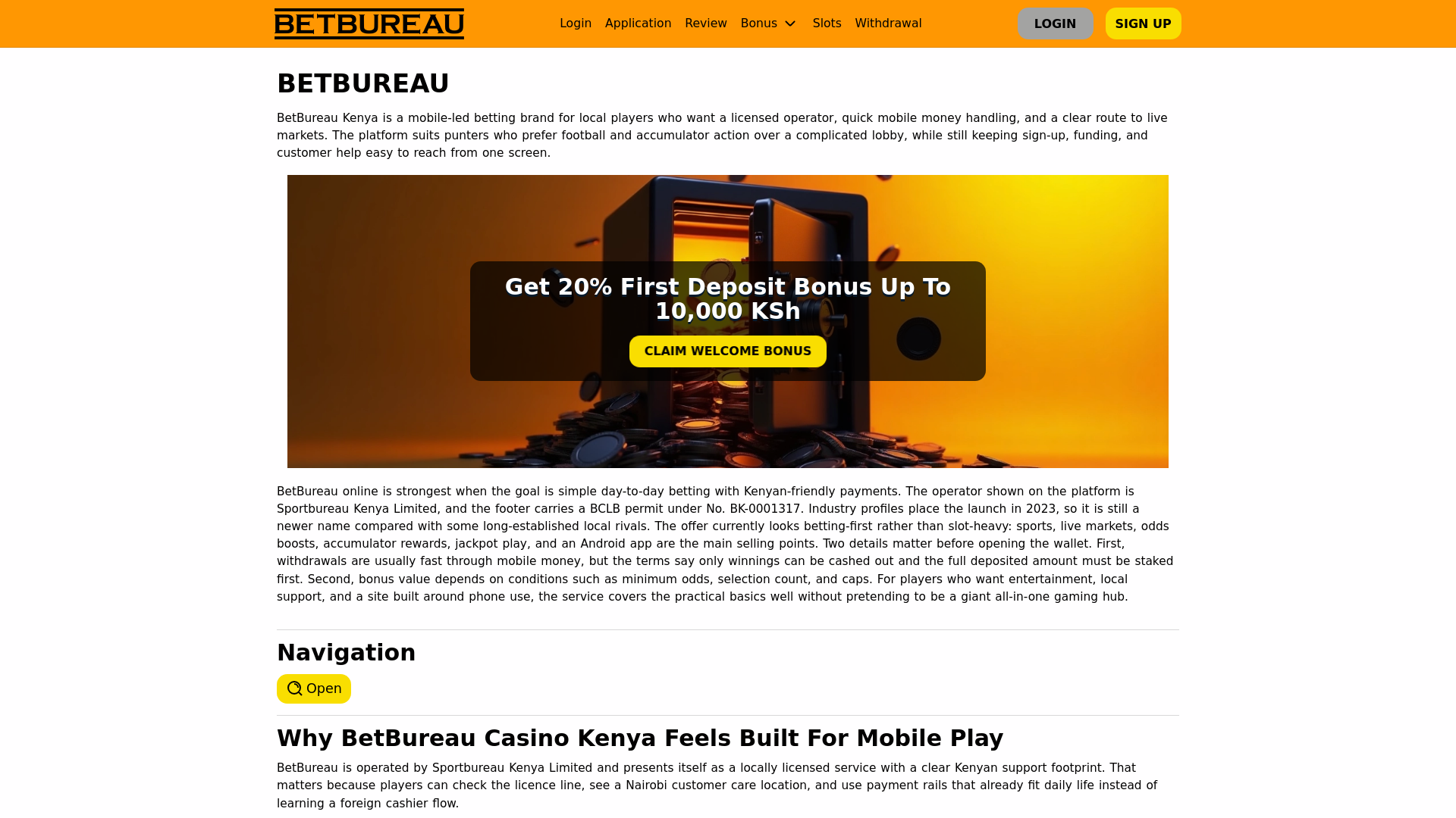 website screenshot of https://betbureau.casino
