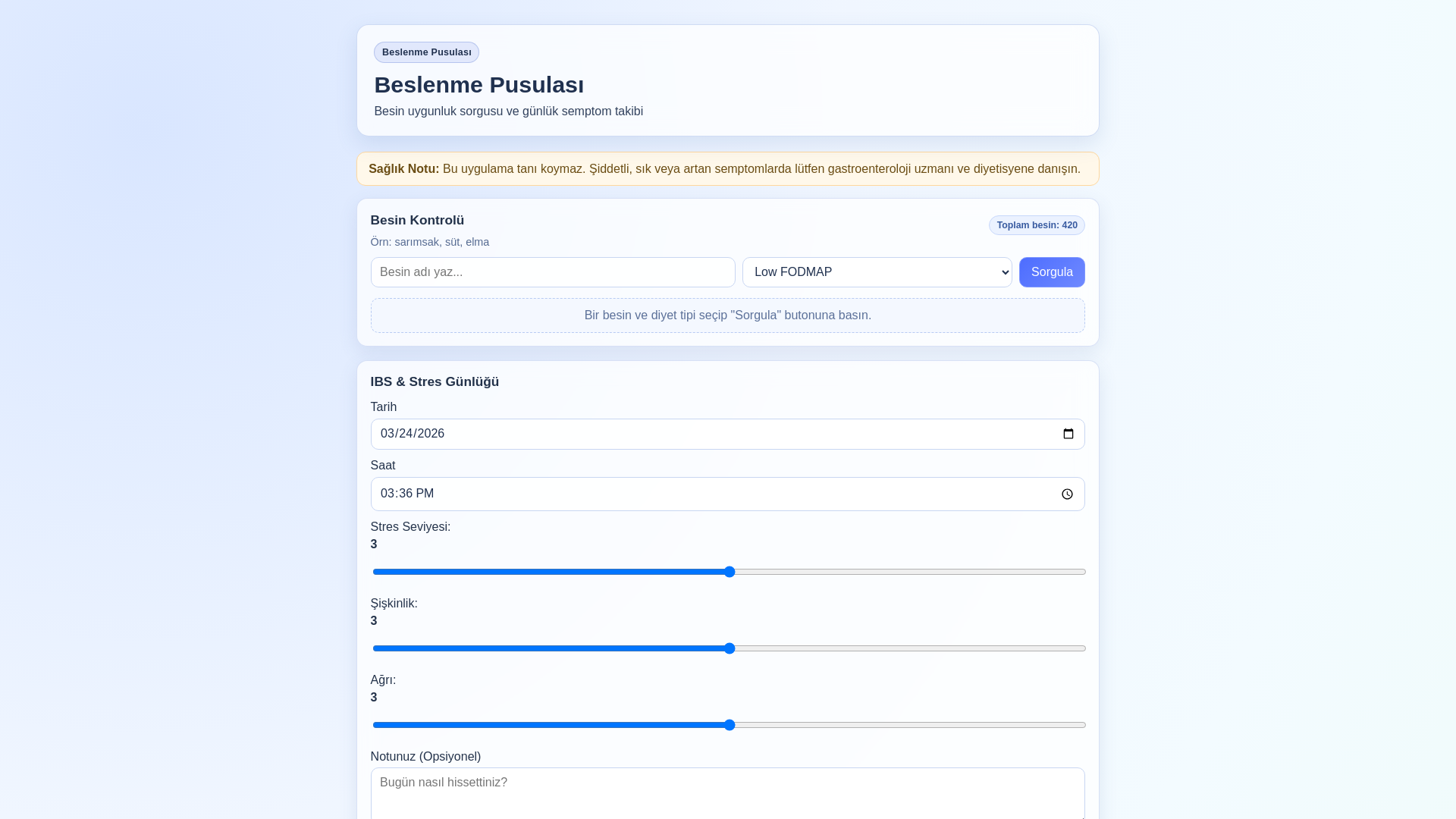 website screenshot of https://beslenmetakip-yedek.pages.dev/