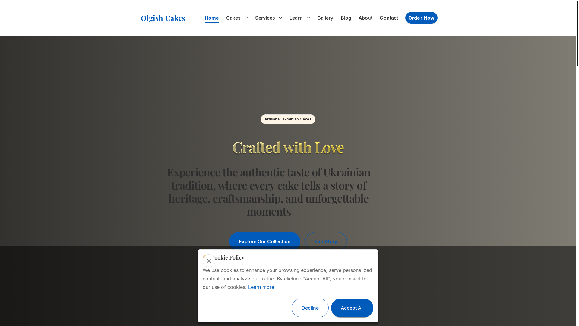 website screenshot of https://olgishcakes.uk/