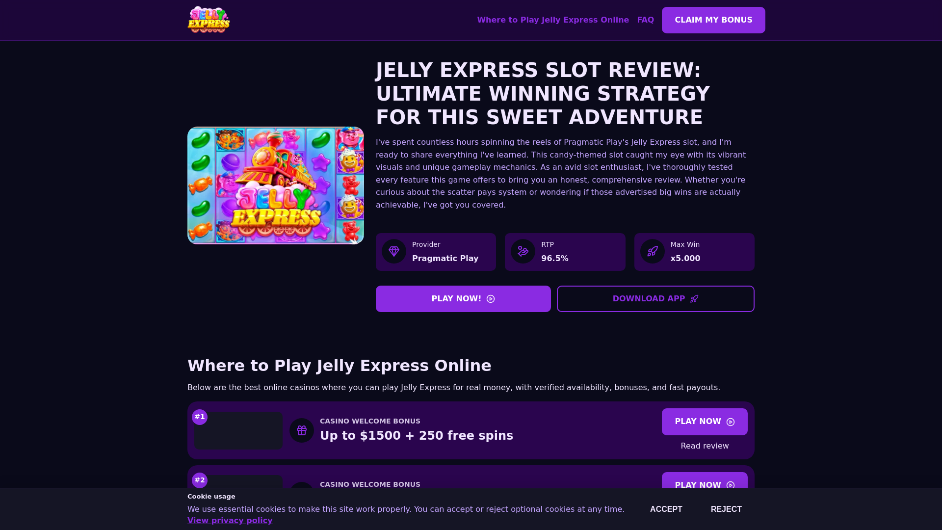 website screenshot of https://jellyexpress2.com