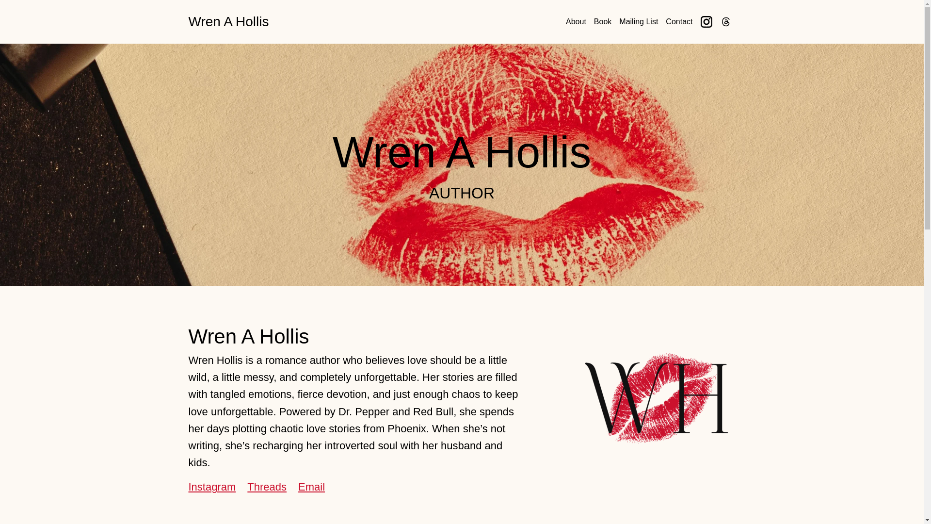 website screenshot of https://wrenholliswrites.com/