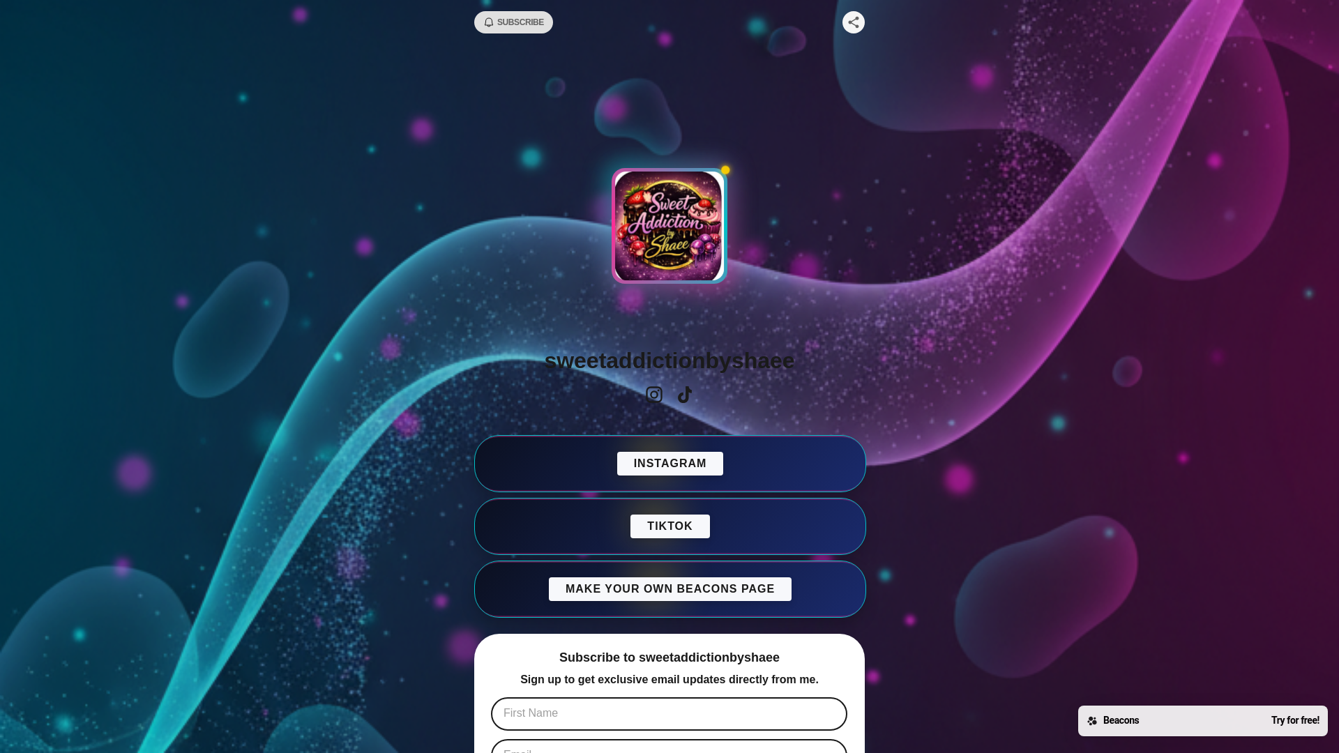 website screenshot of https://sweetaddictionbyshaee.com/