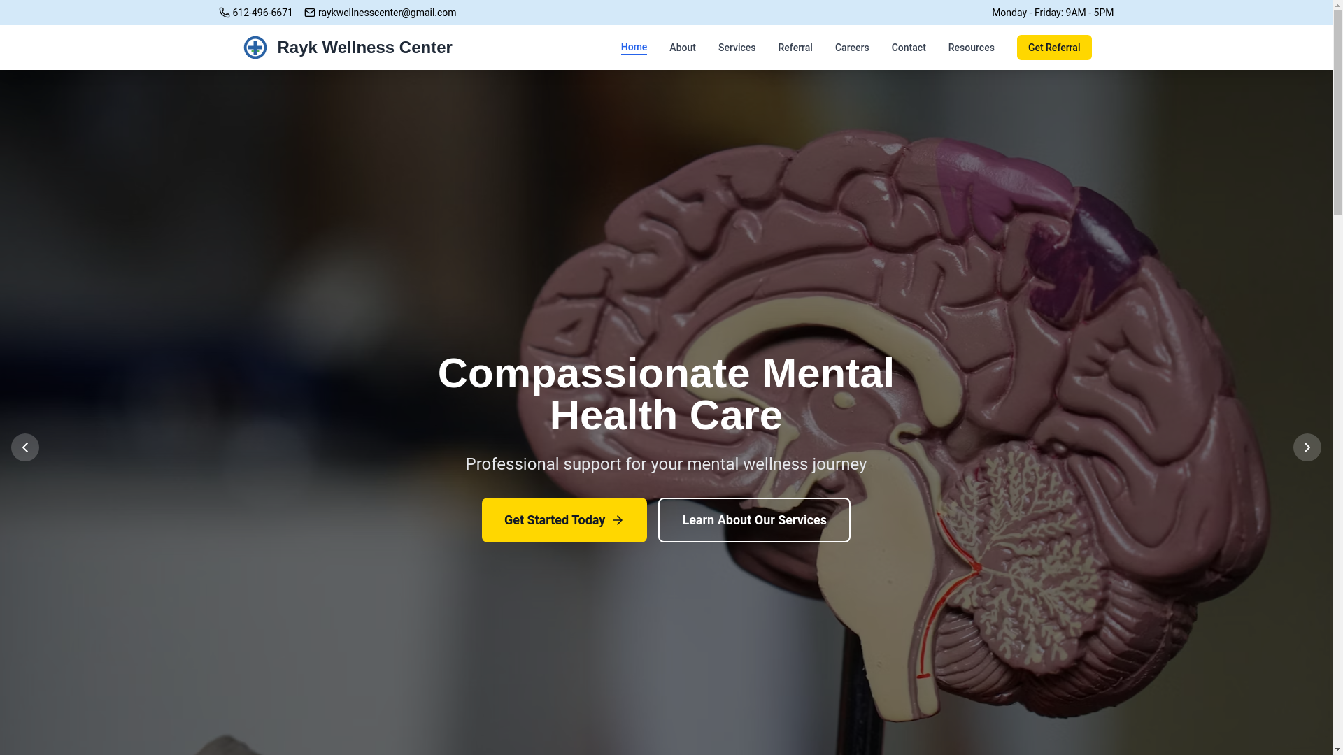 website screenshot of https://raykwellnesscenter.com/