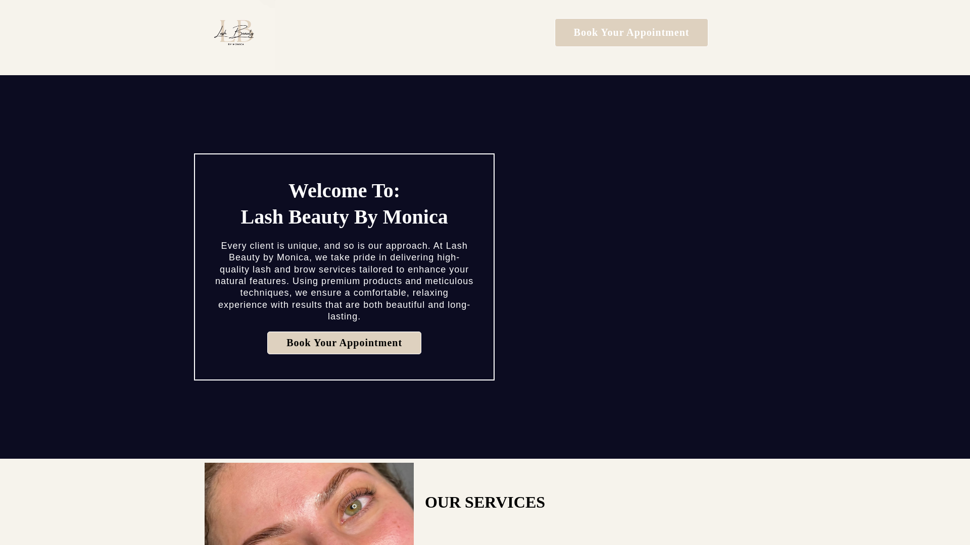 website screenshot of https://lashbeautybymonica.com/