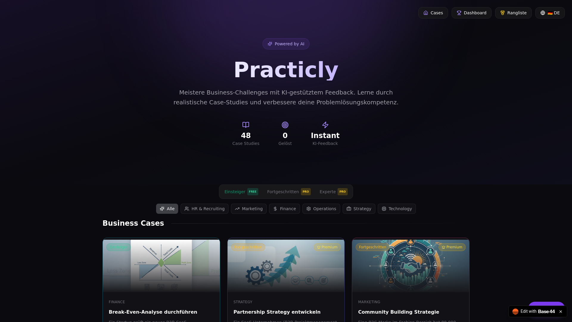 website screenshot of https://practicly-ai-learn.com/