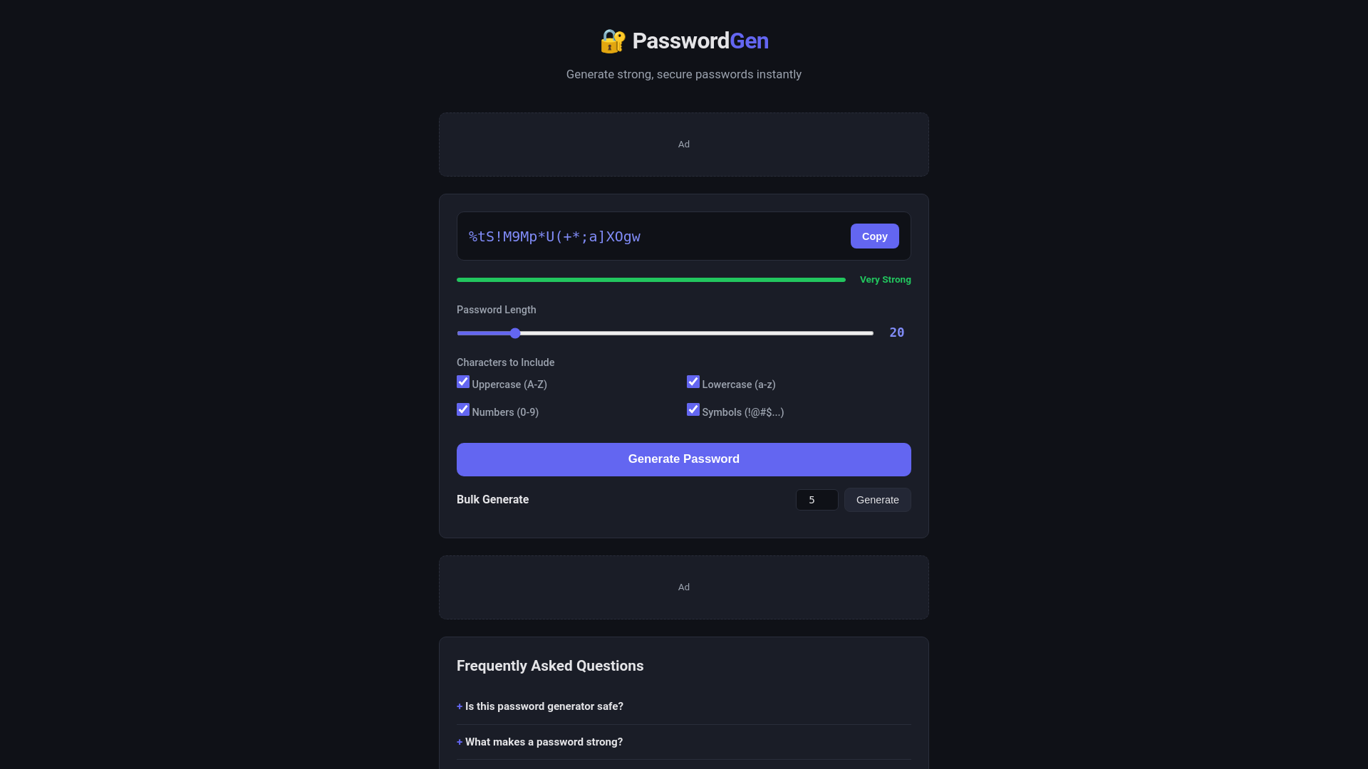 website screenshot of https://passwordgen-link.pages.dev/