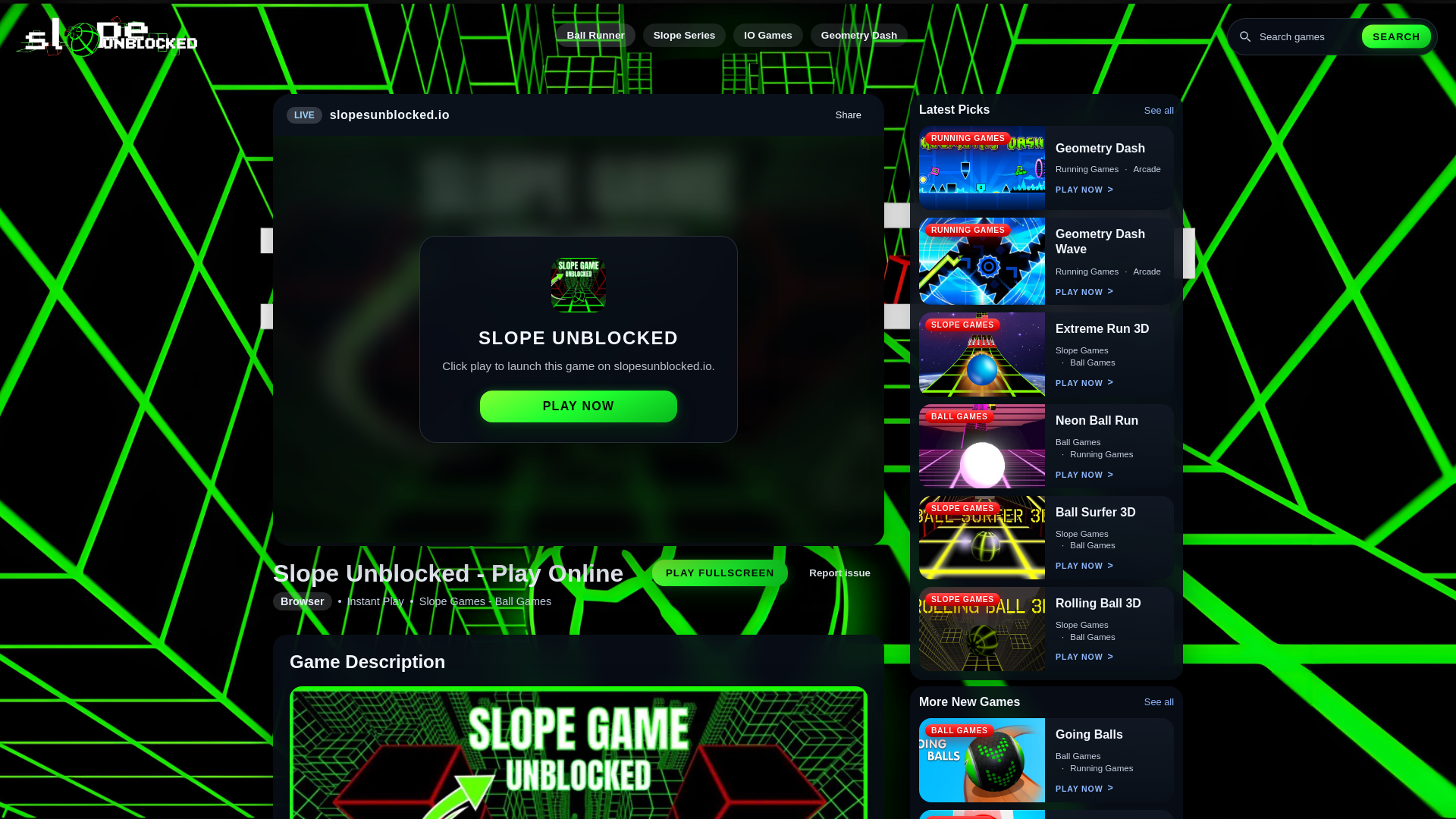 website screenshot of https://slopesunblocked.io