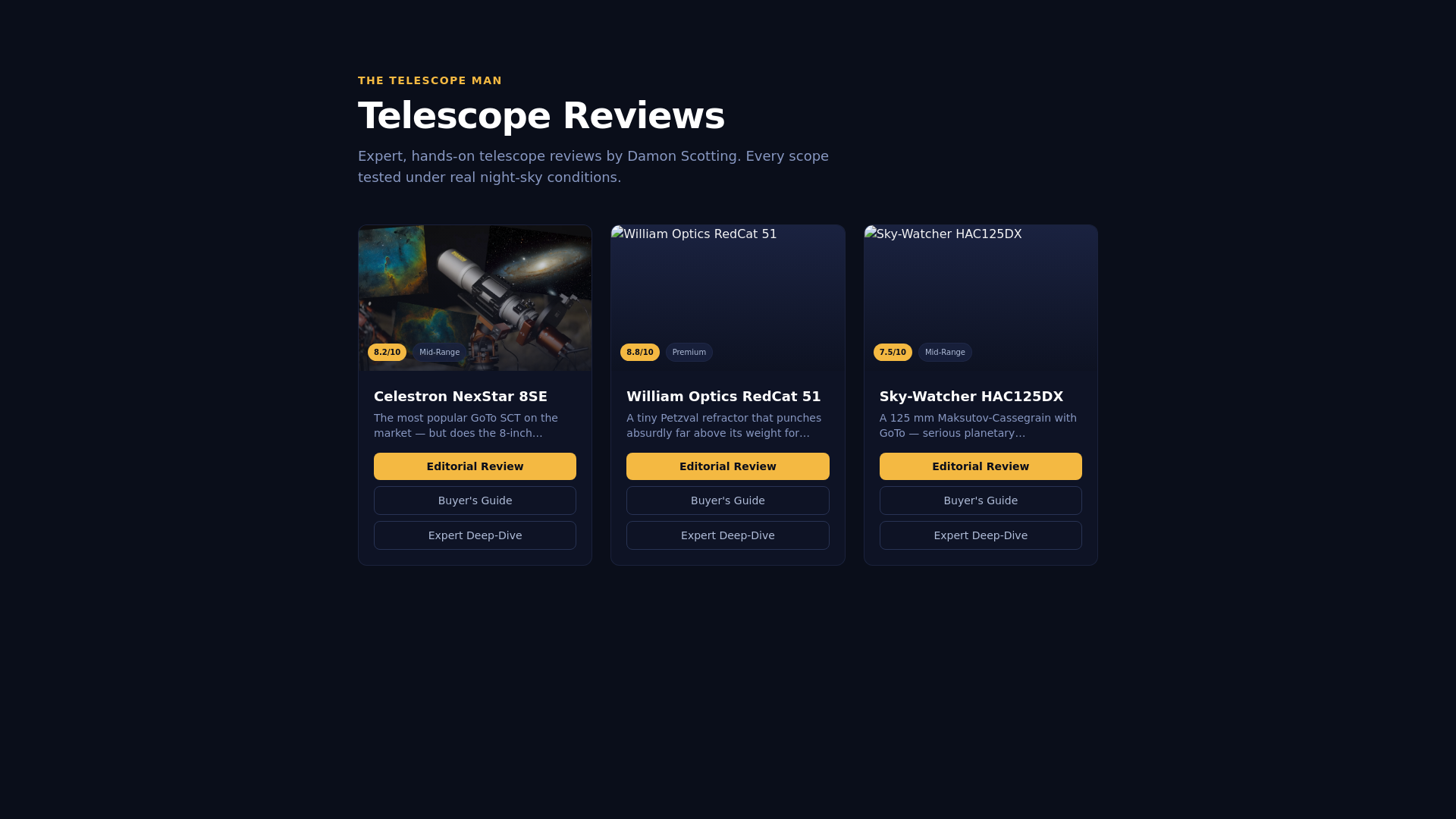 website screenshot of https://telescope-reviews.pages.dev/