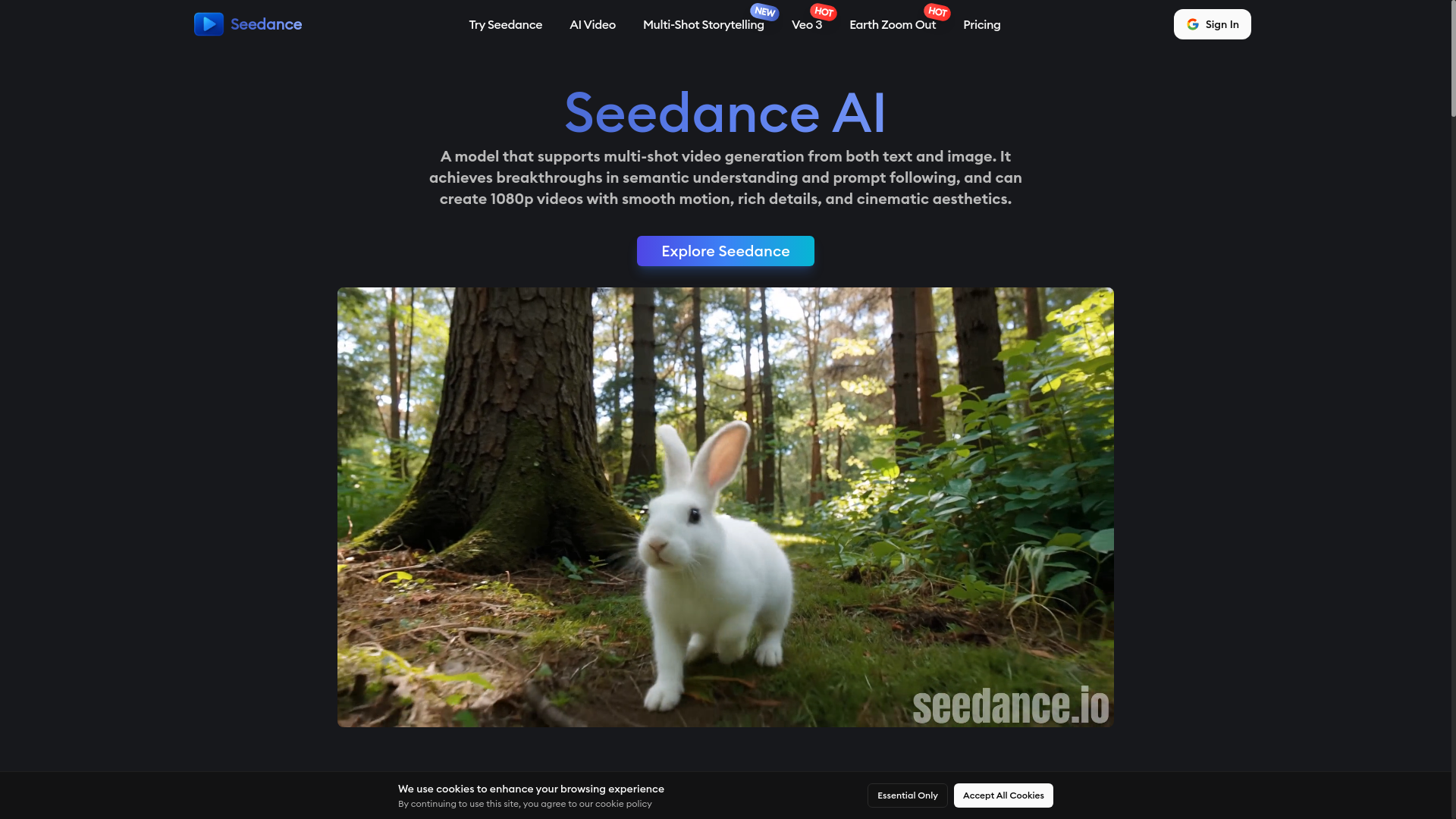 website screenshot of https://seedance-a2f.pages.dev/