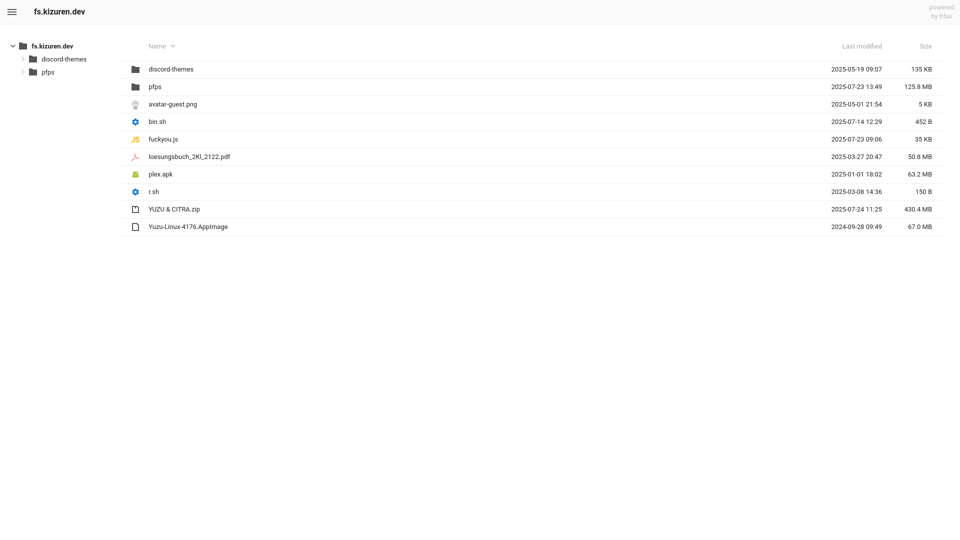 website screenshot of https://fs.kizuren.dev/
