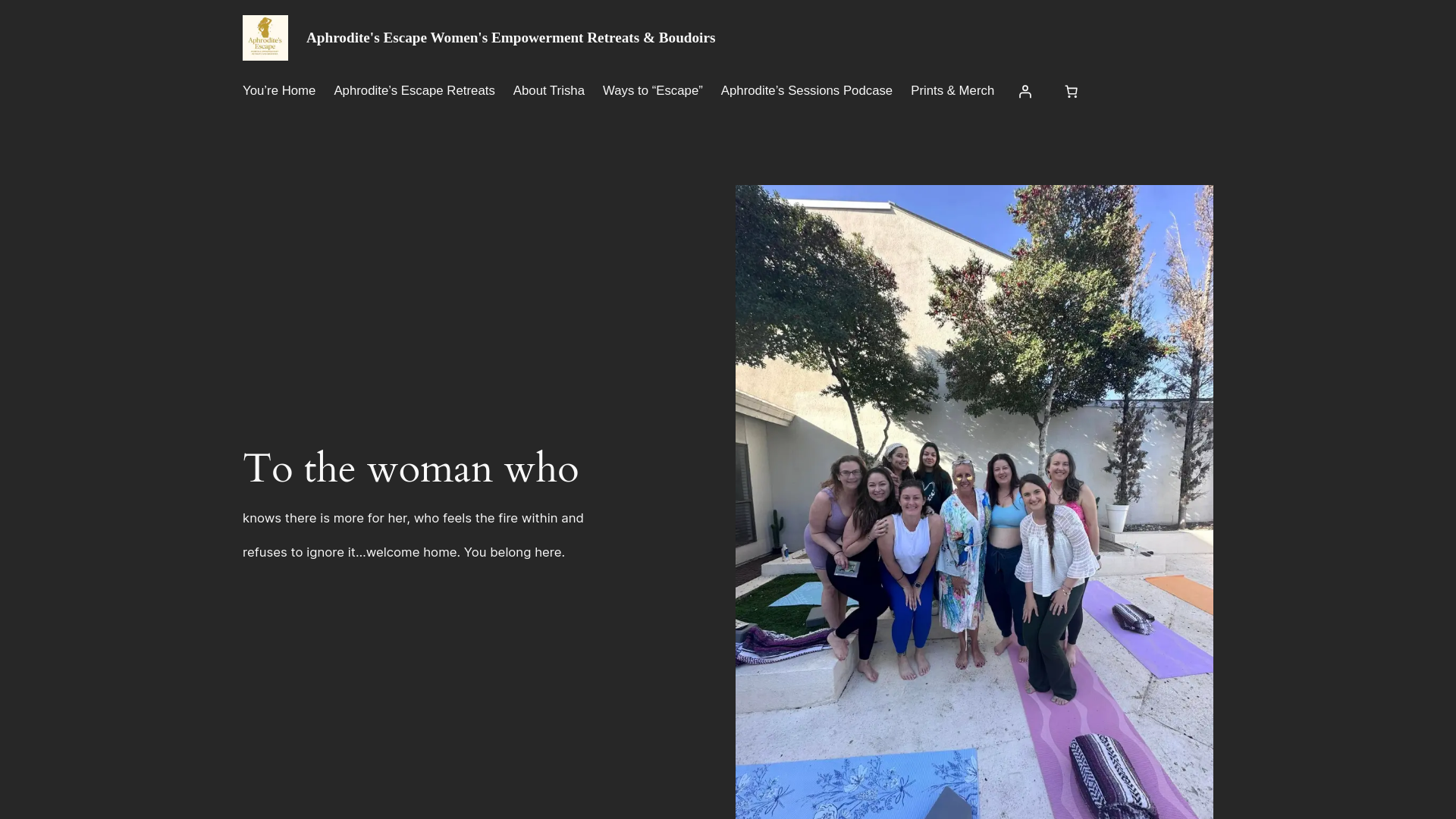 website screenshot of https://aphroditesescaperetreats.com/