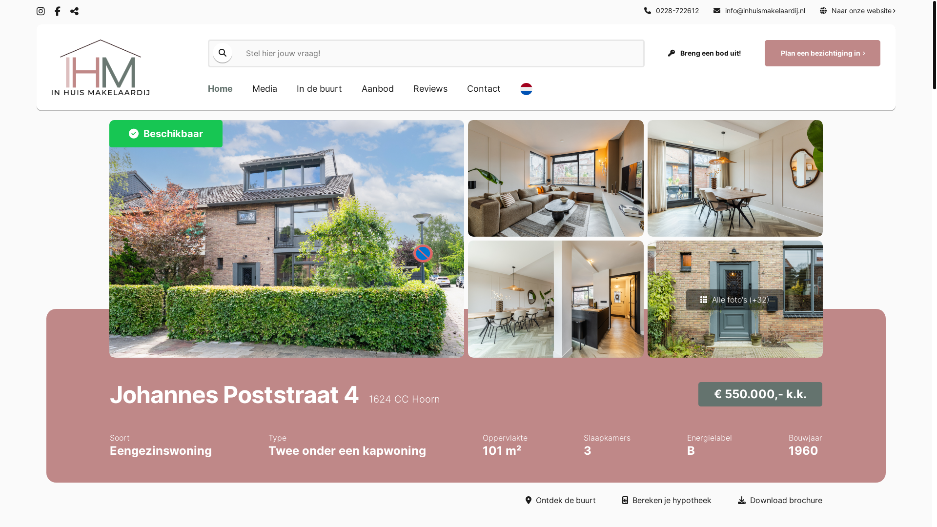 website screenshot of https://johannespoststraat4.nl/