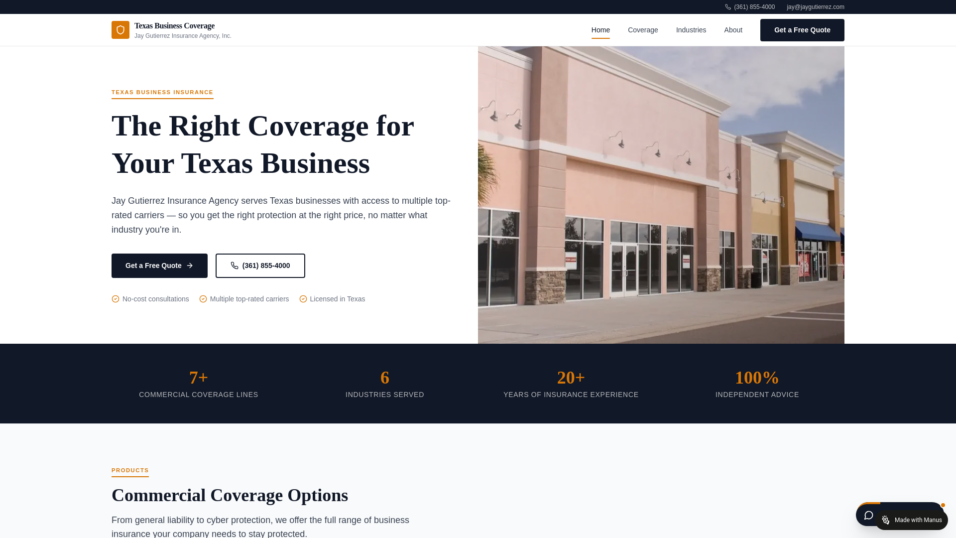 website screenshot of https://texasbusinessinsurancegroup.com