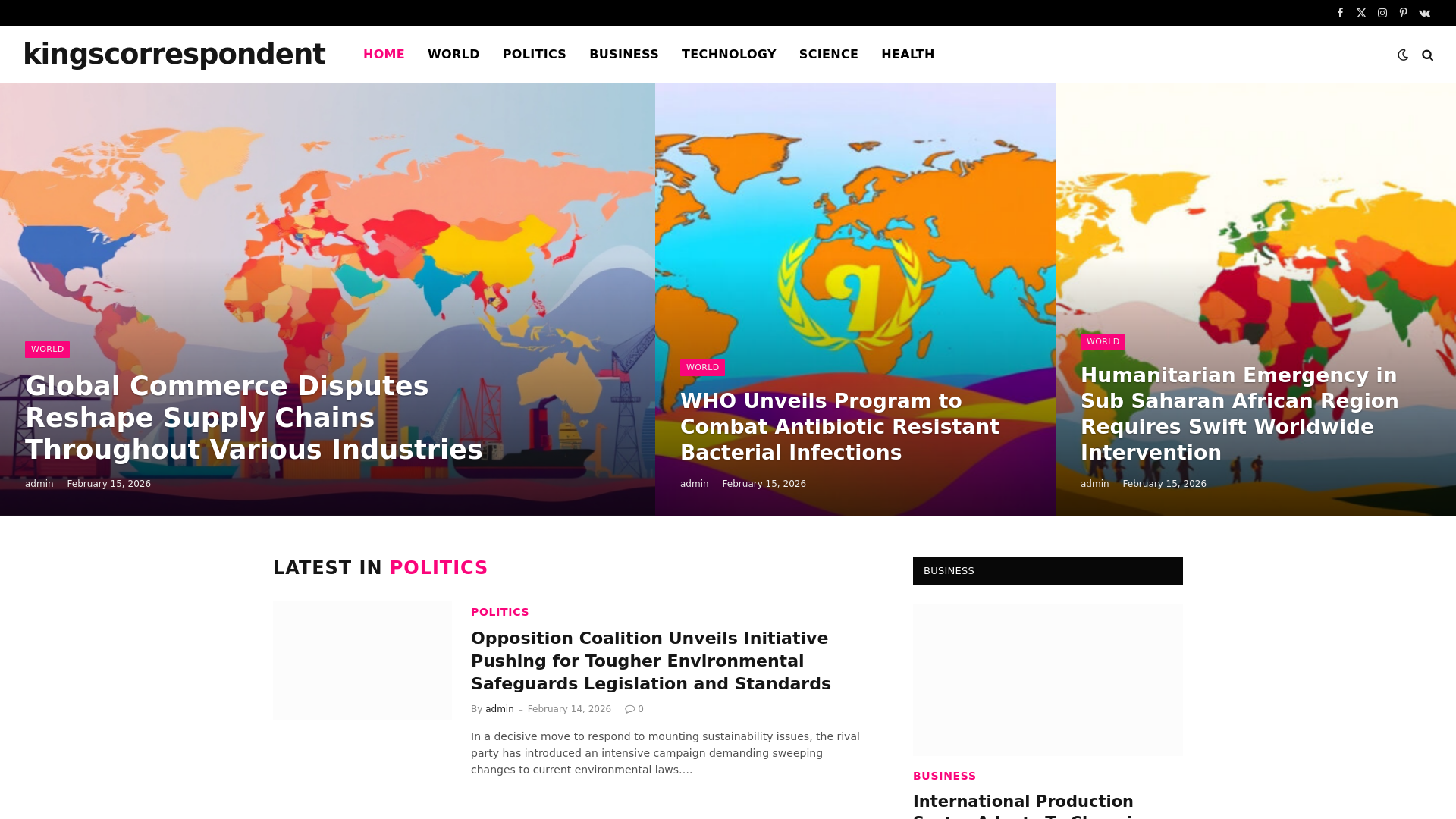 website screenshot of https://kingscorrespondent.co.uk/