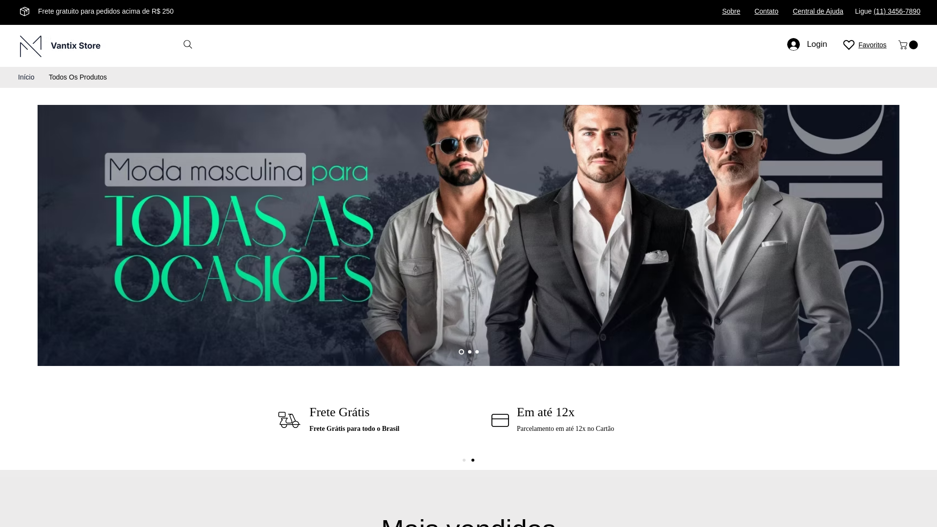 website screenshot of https://lojavantixstore.com/