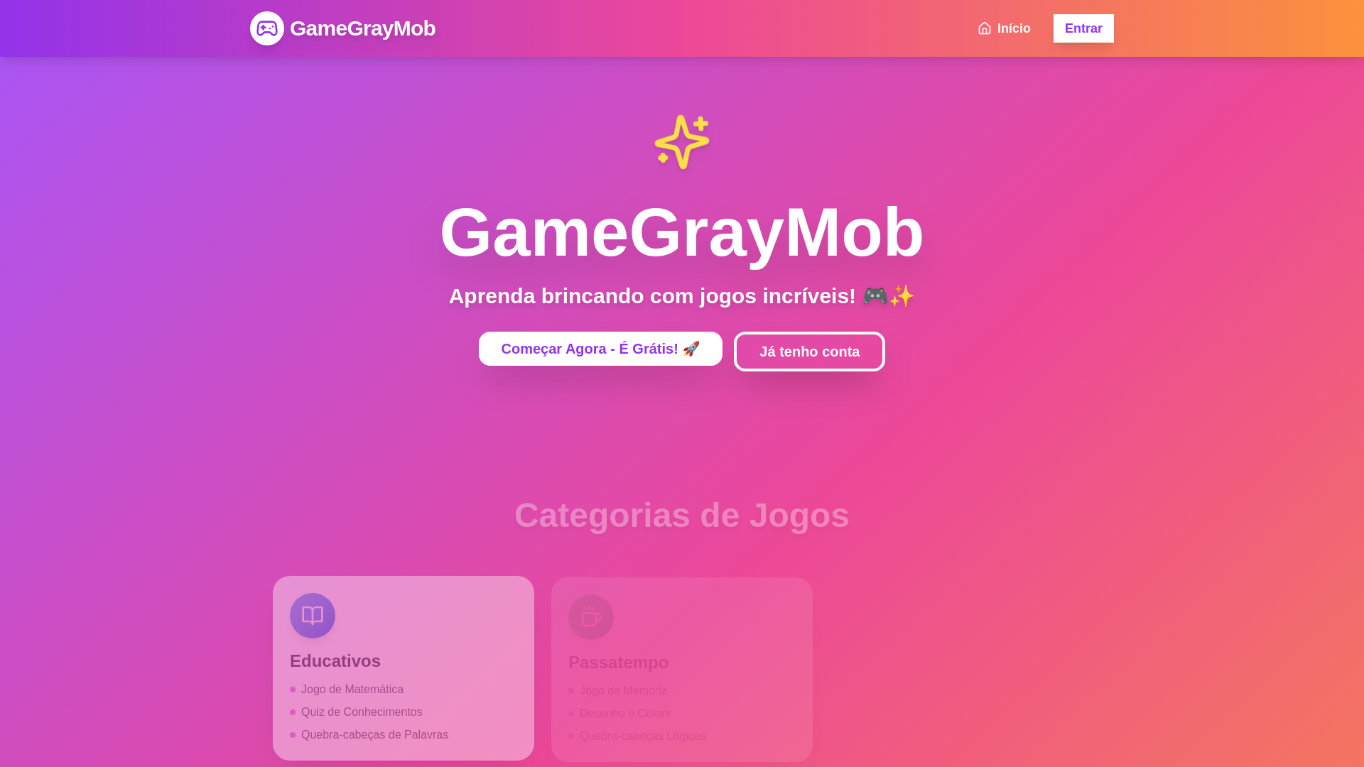 website screenshot of https://gamegraymob.com/