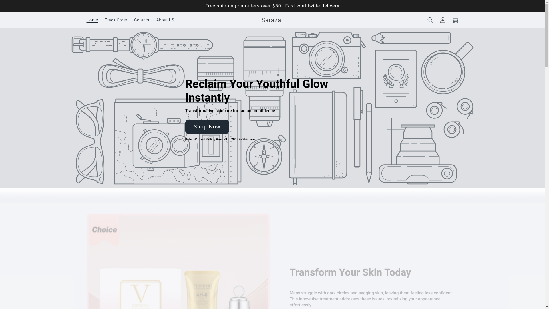 website screenshot of https://shopsaraza.store/