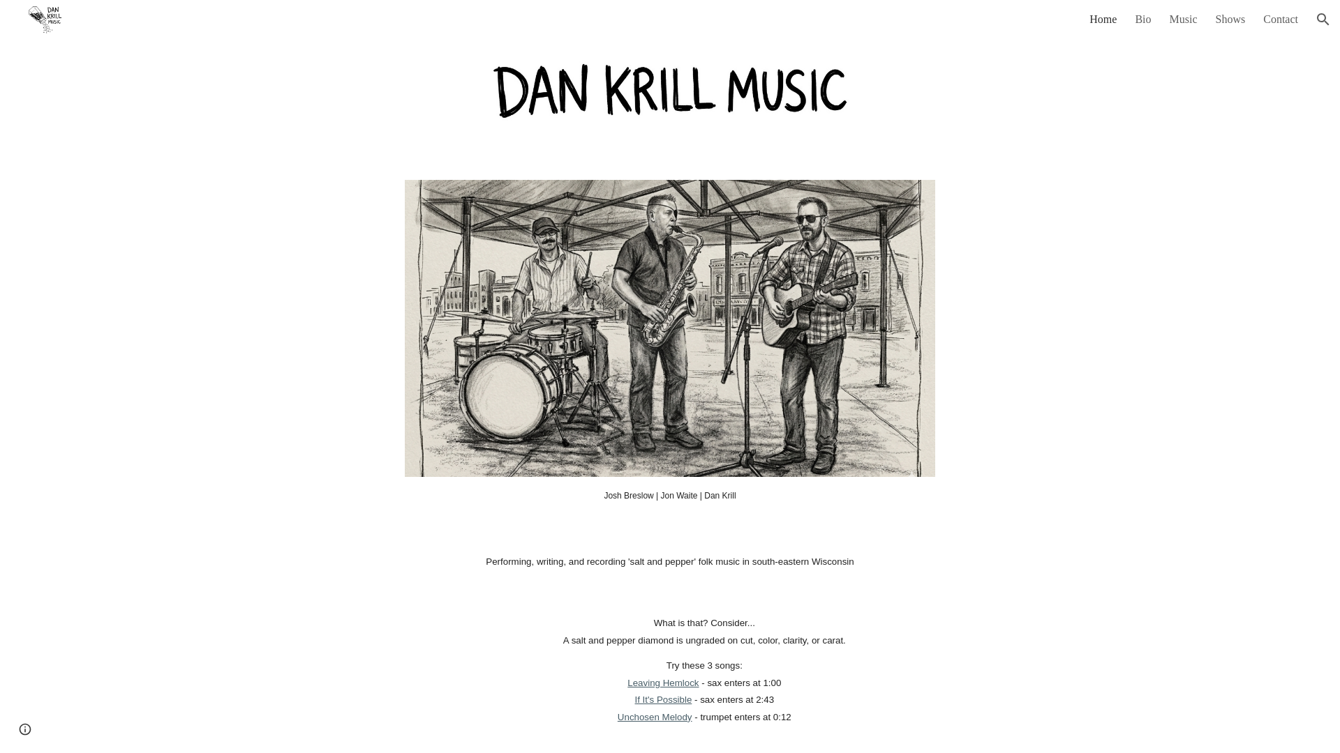 website screenshot of https://dankrillmusic.com/