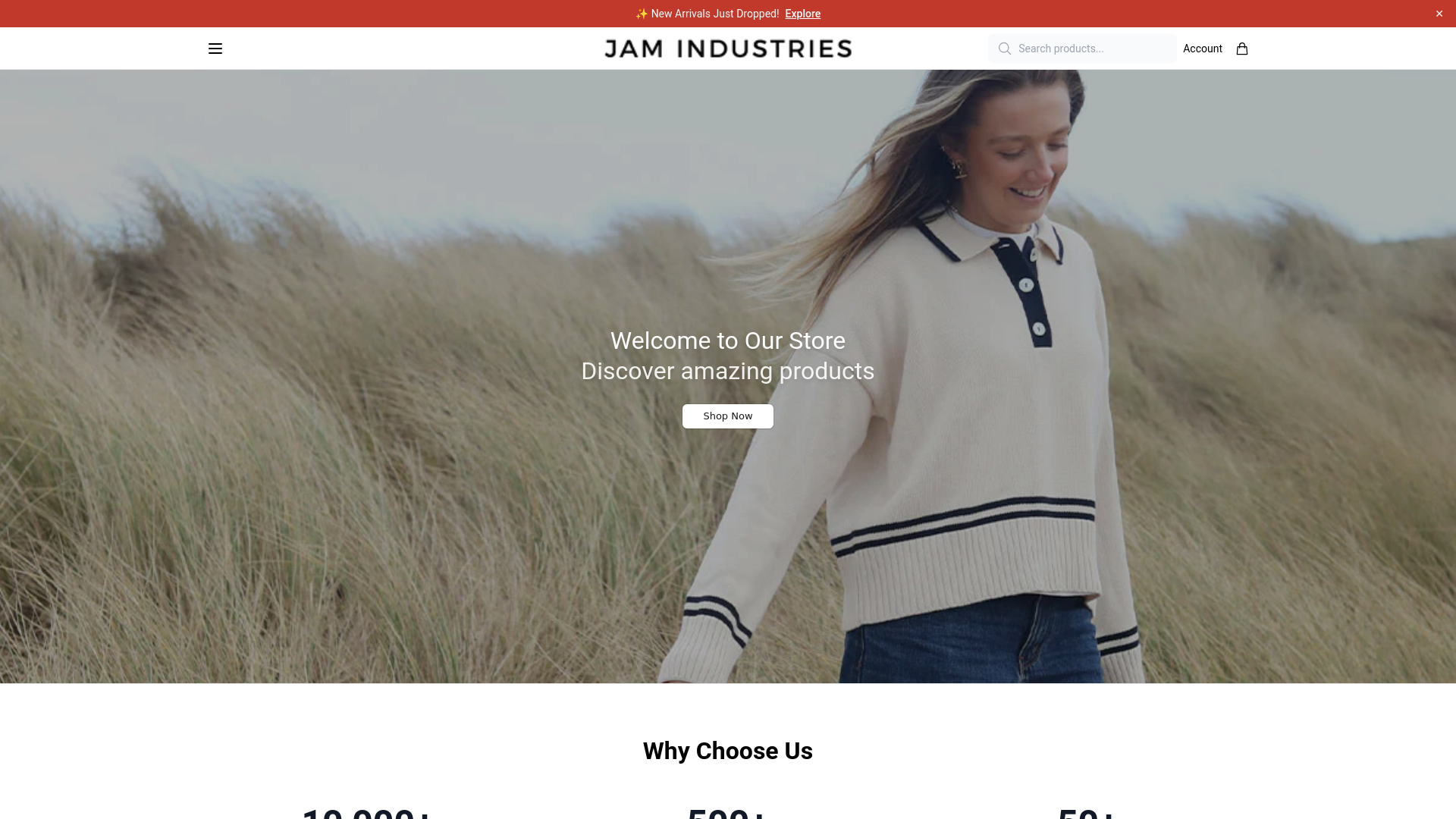 website screenshot of https://jamindustriesshop.shop/