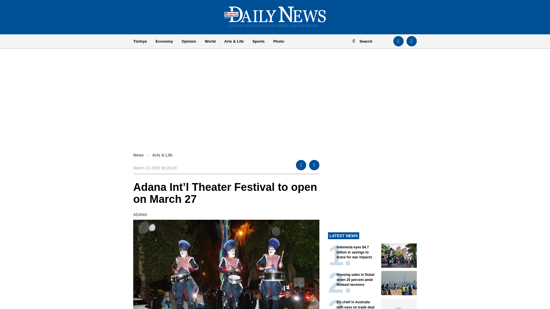 website screenshot of https://www.hurriyetdailynews.com/adana-intl-theater-festival-to-open-on-march-27-220227